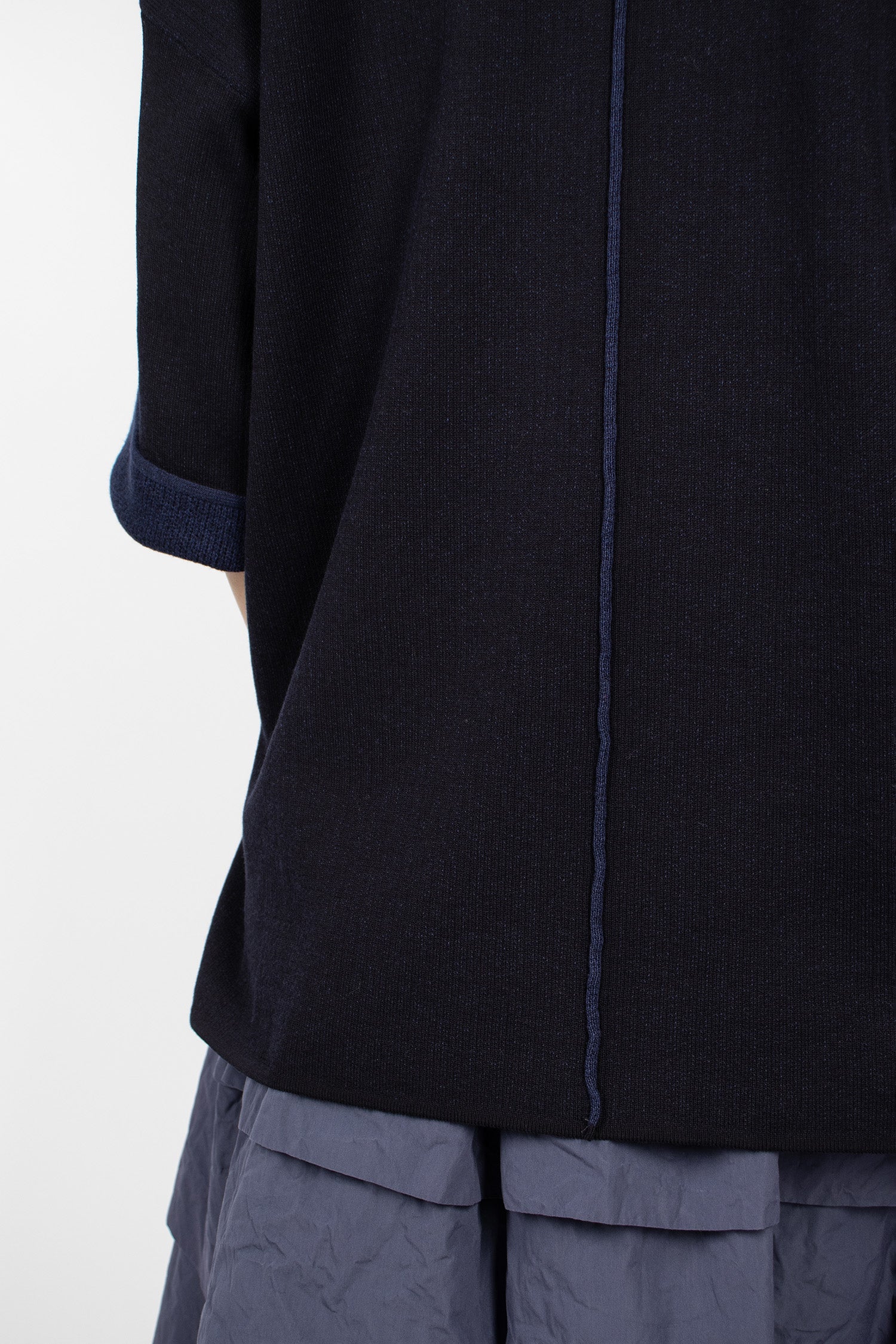 Oversized Knitted T-Shirt Navy