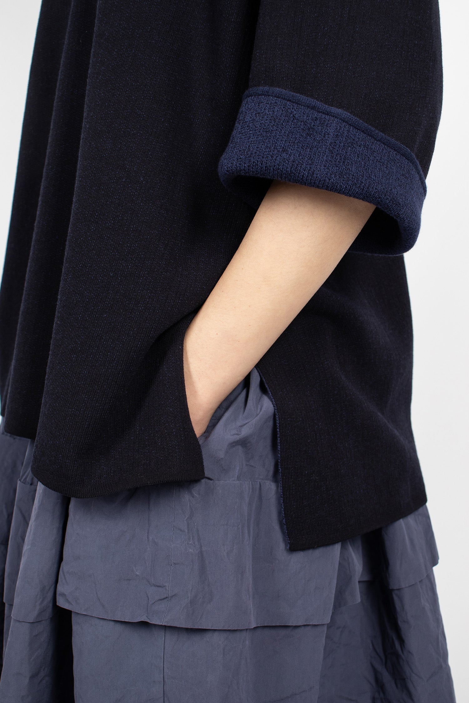 Oversized Knitted T-Shirt Navy