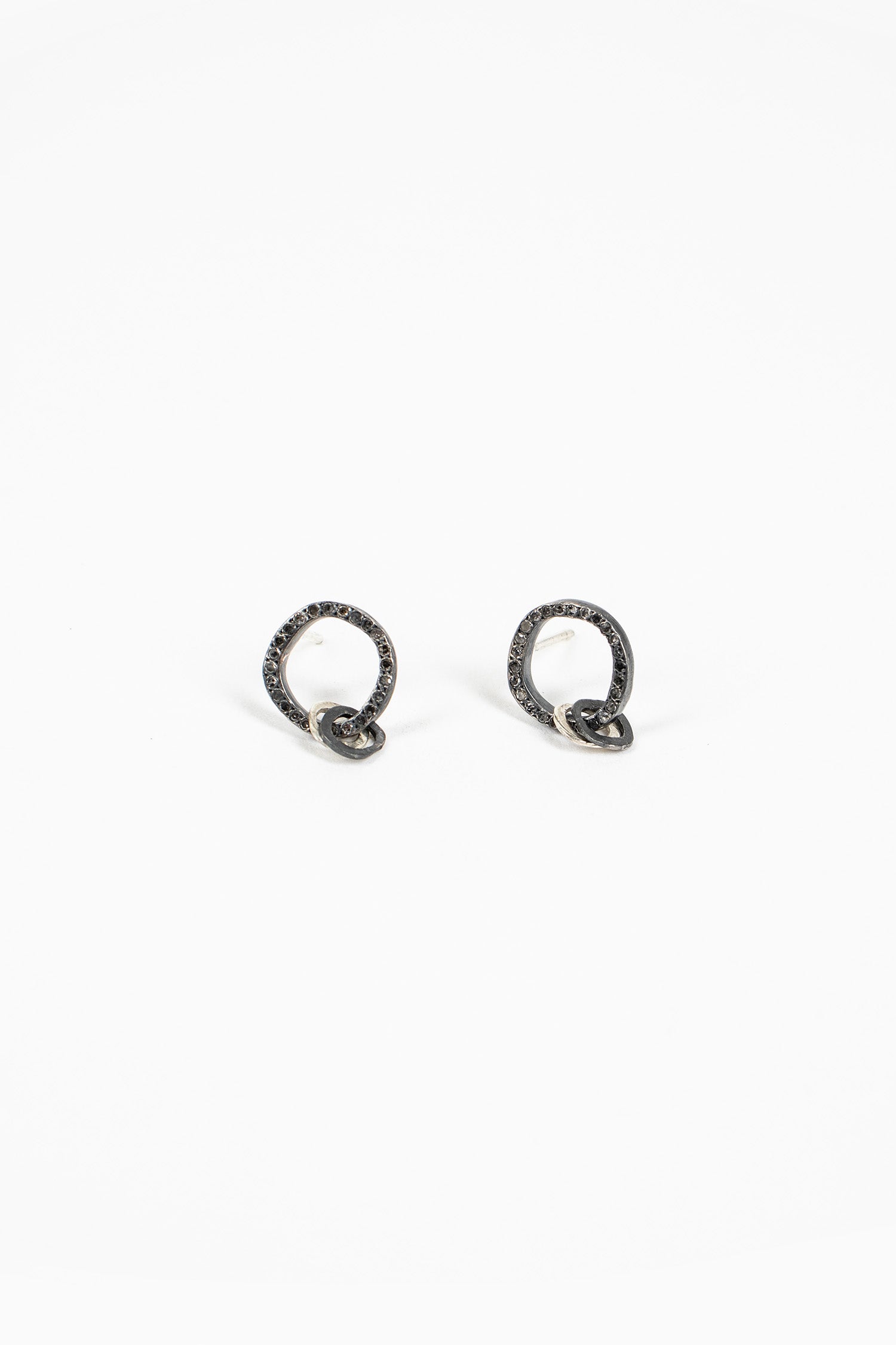 Unity Earrings Oxidised Silver/Icy Grey Diamond