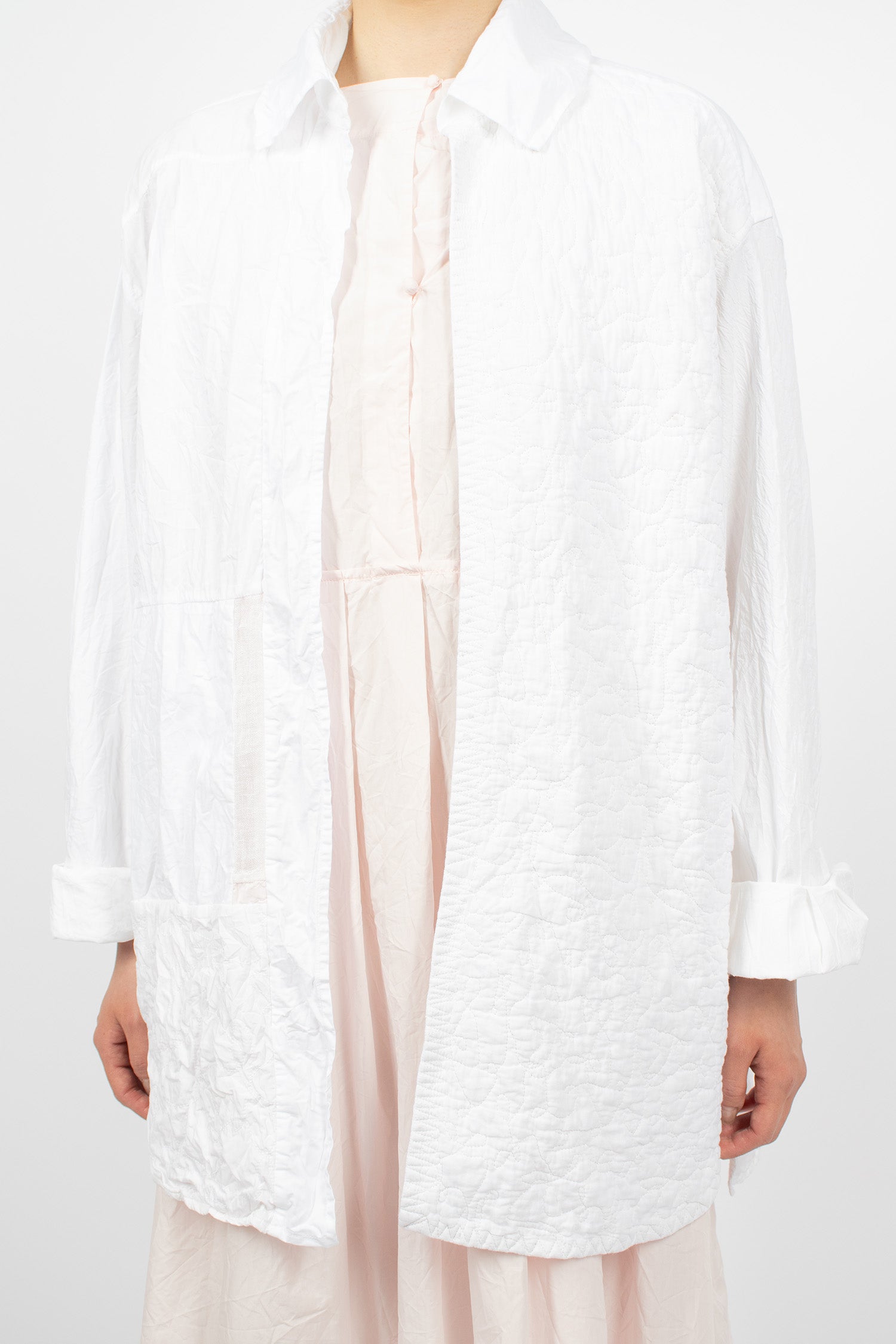 Washed Stitched Shirt White Mix