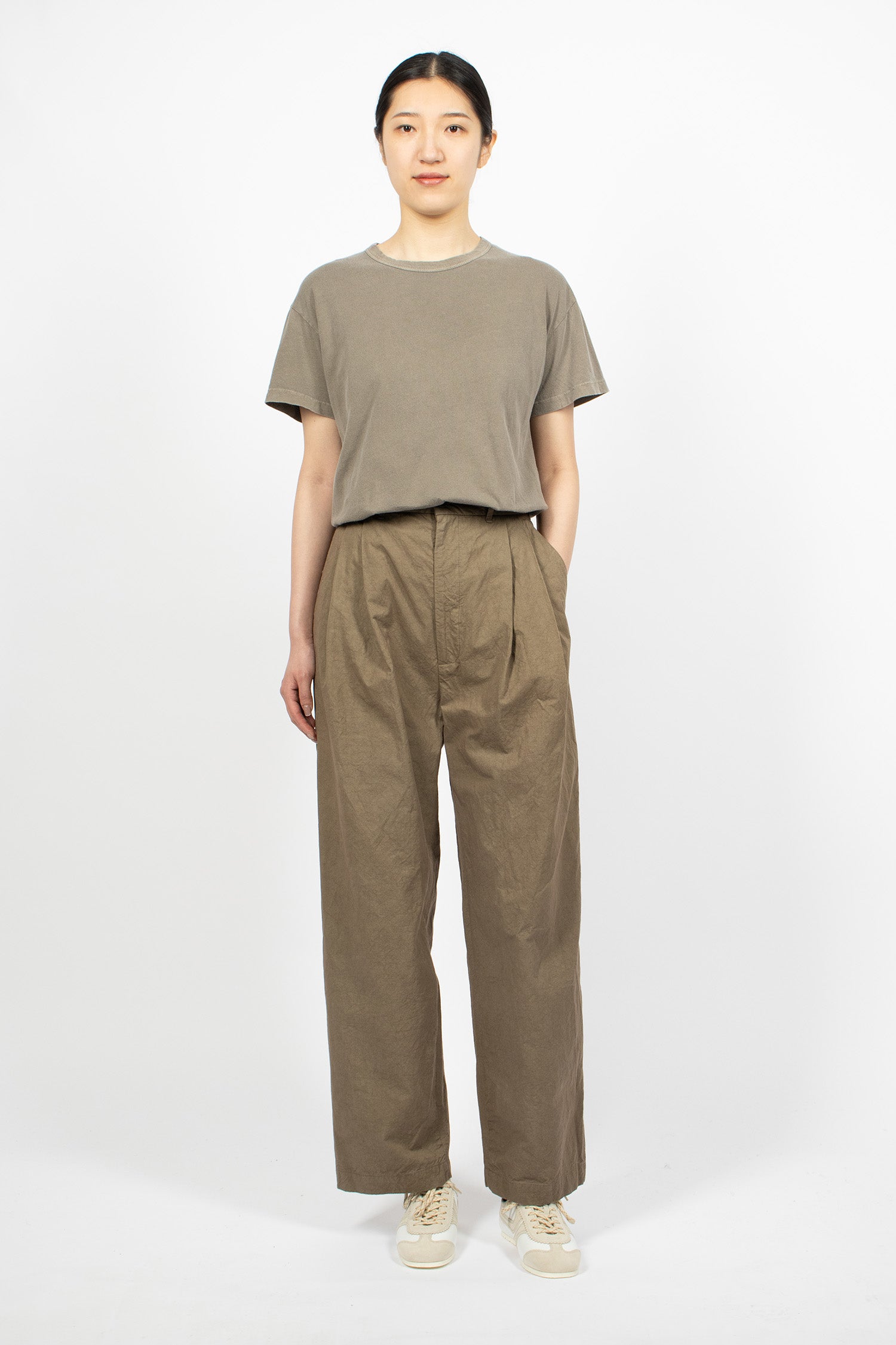 LST07 Crinkled Wide Trousers Mud