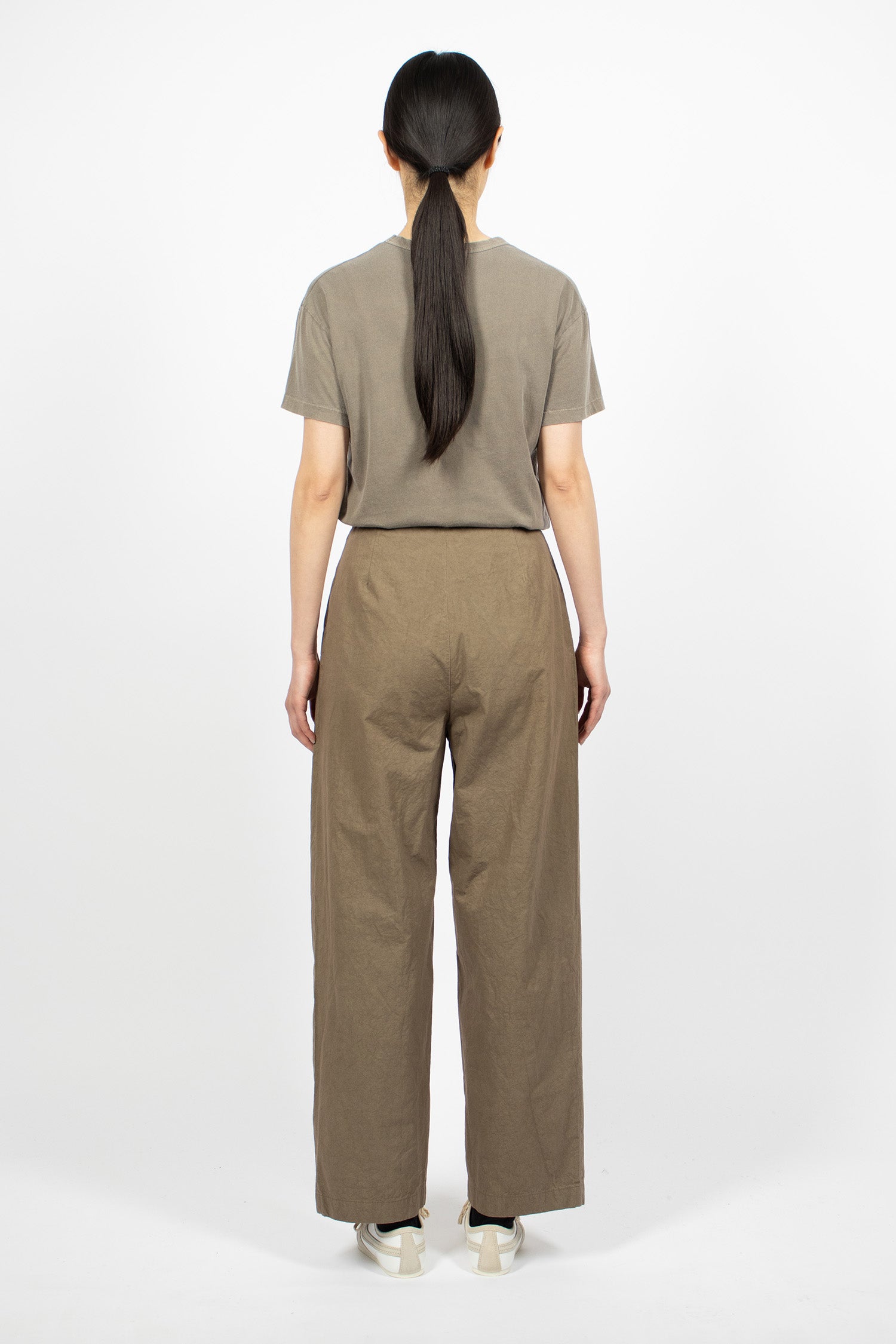 LST07 Crinkled Wide Trousers Mud