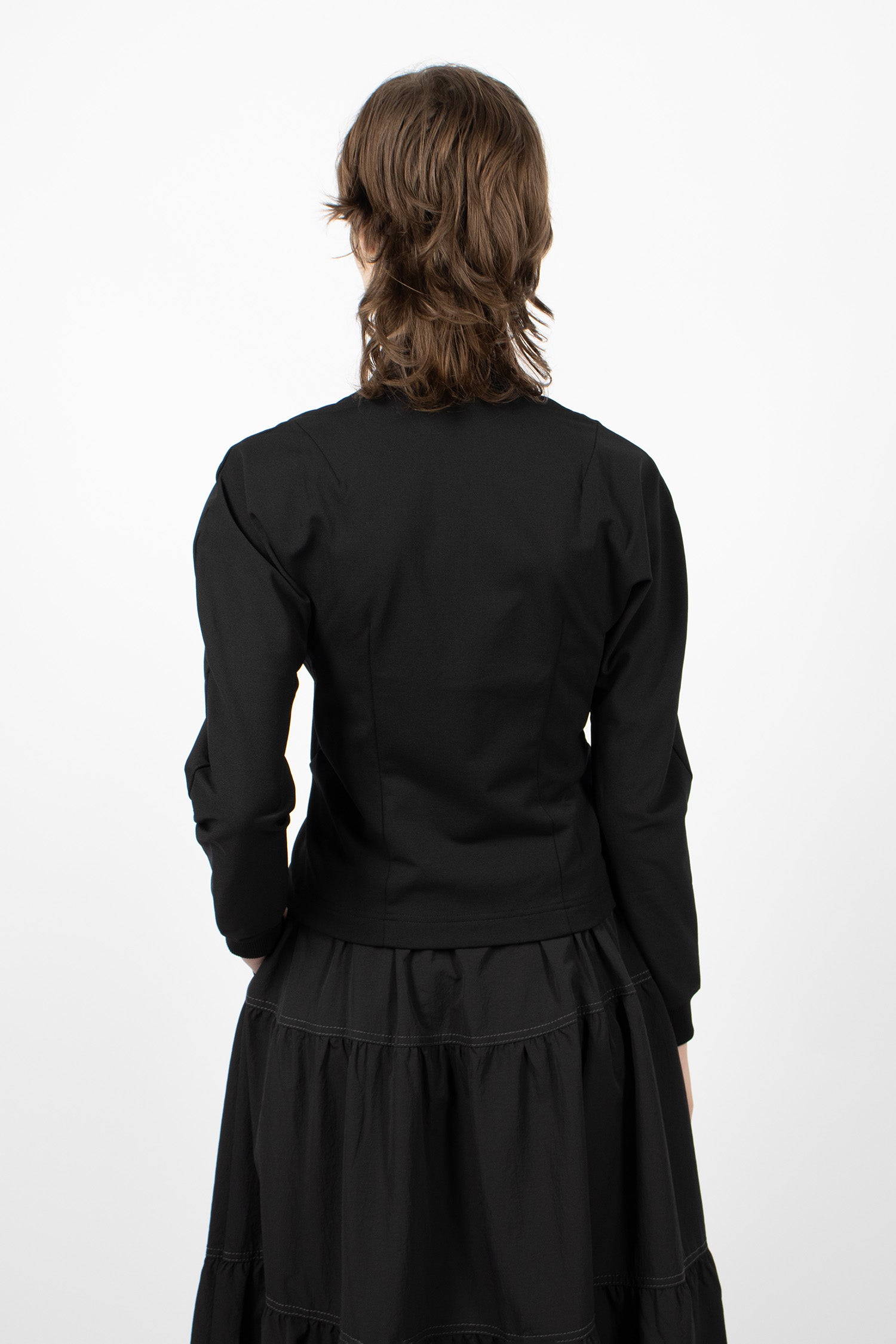 Back Pile Zip Up Jacket Black