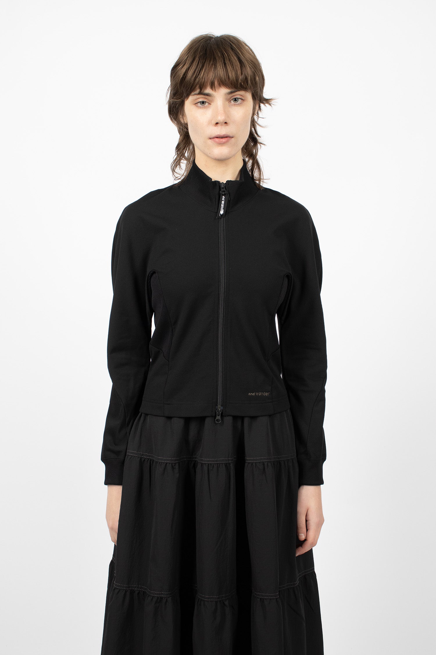 Back Pile Zip Up Jacket Black