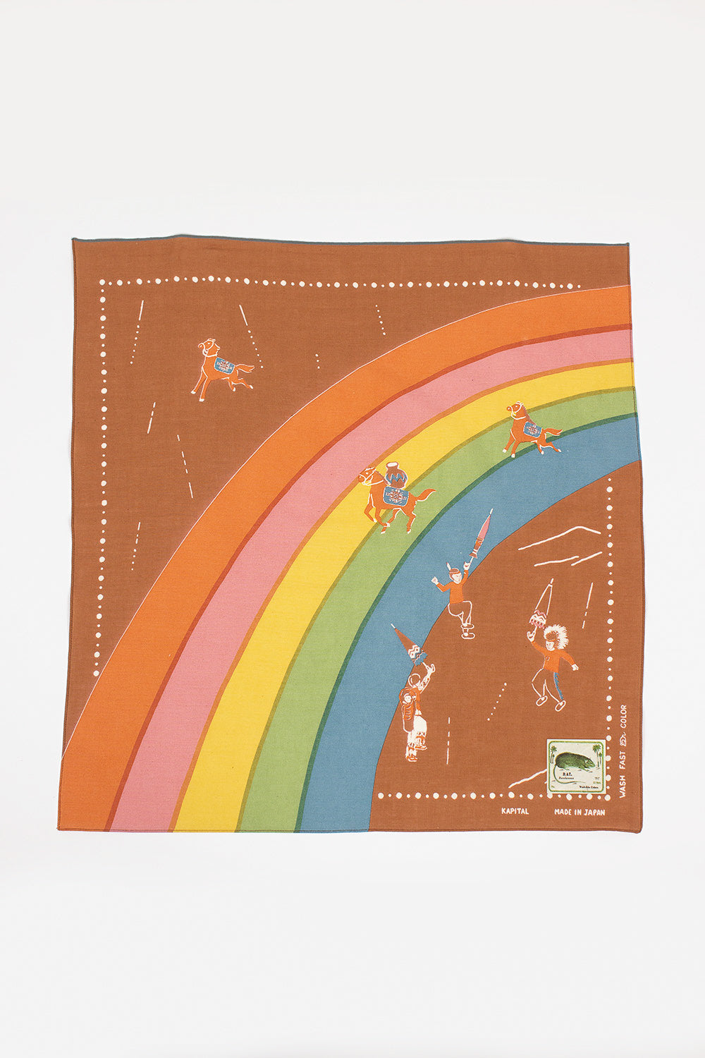 Rainbow and Horses Printed Bandana Gold