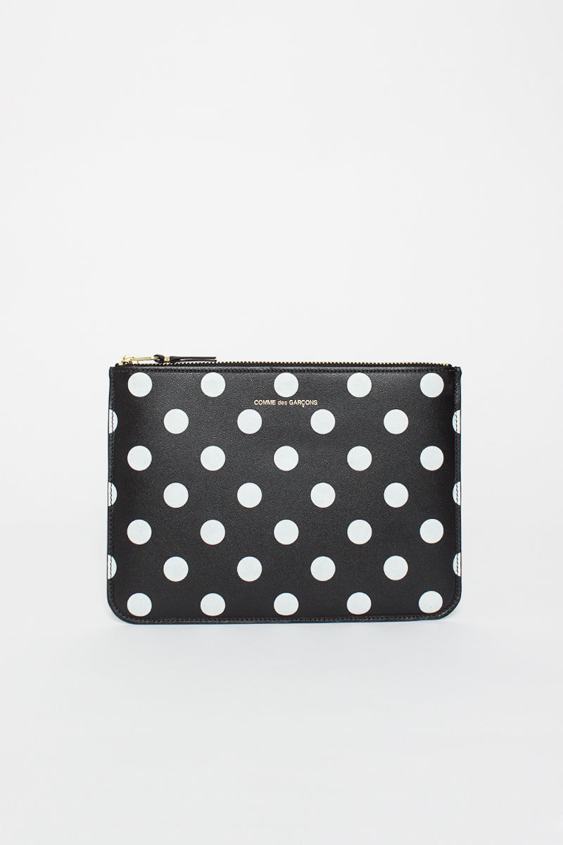 SA5100PD Black Leather Polka Dot Pouch