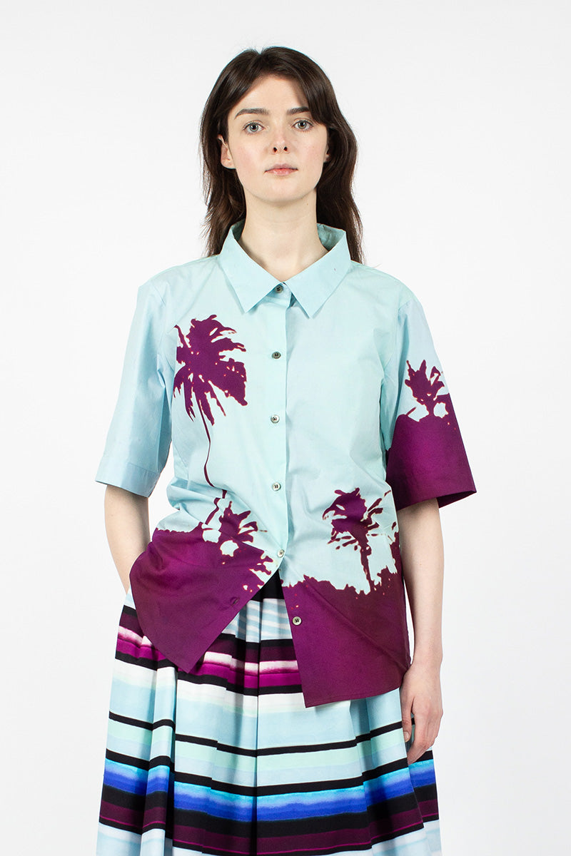 Palm Printed Shirt Blue/Purple