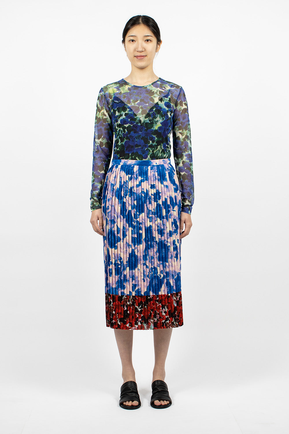 Mixed Floral Skirt Blue