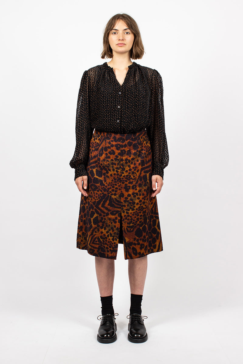 Leopard print shirt black pencil skirt sale