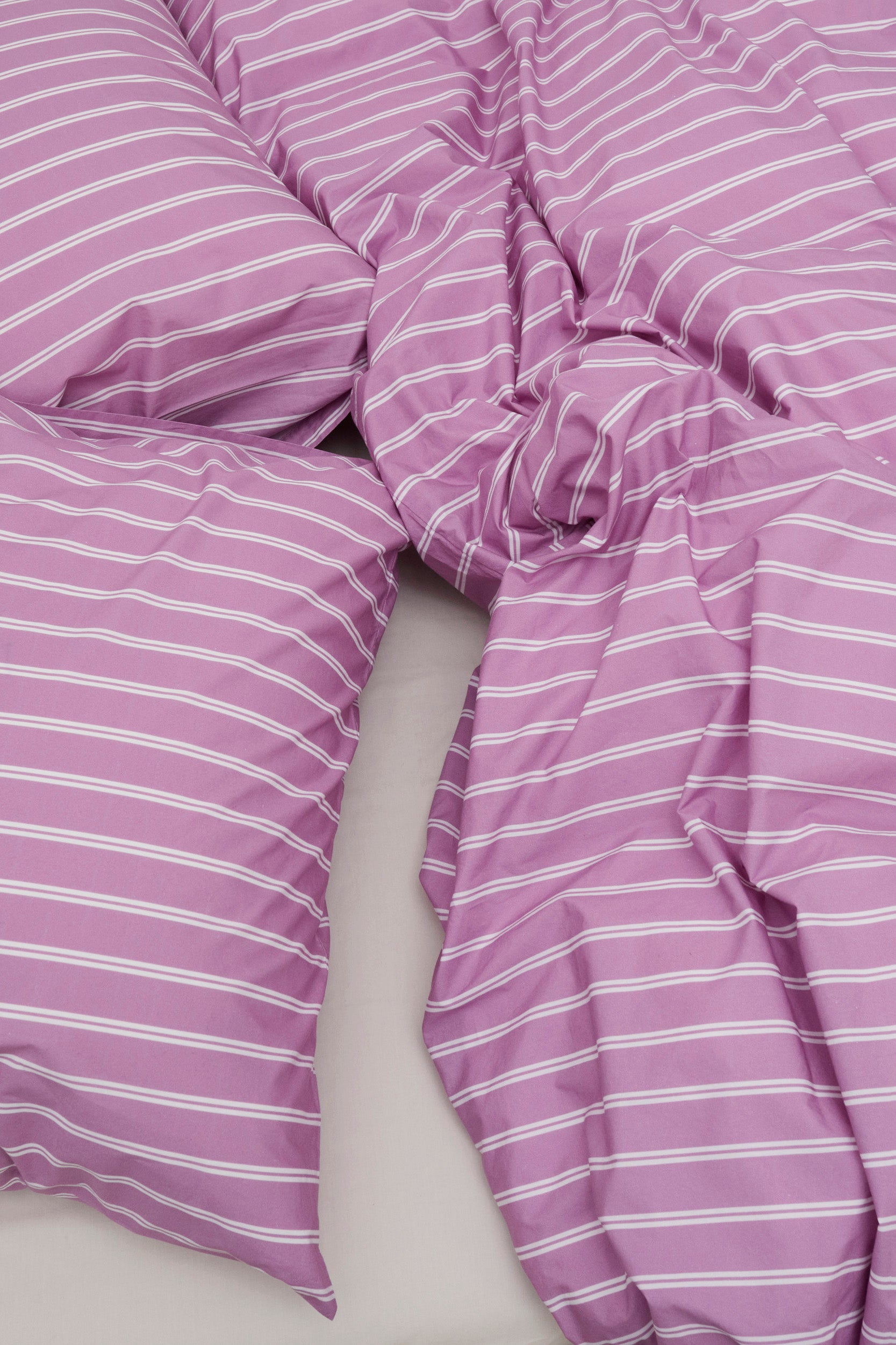 Percale King Duvet Cover Mallow Pink Stripes