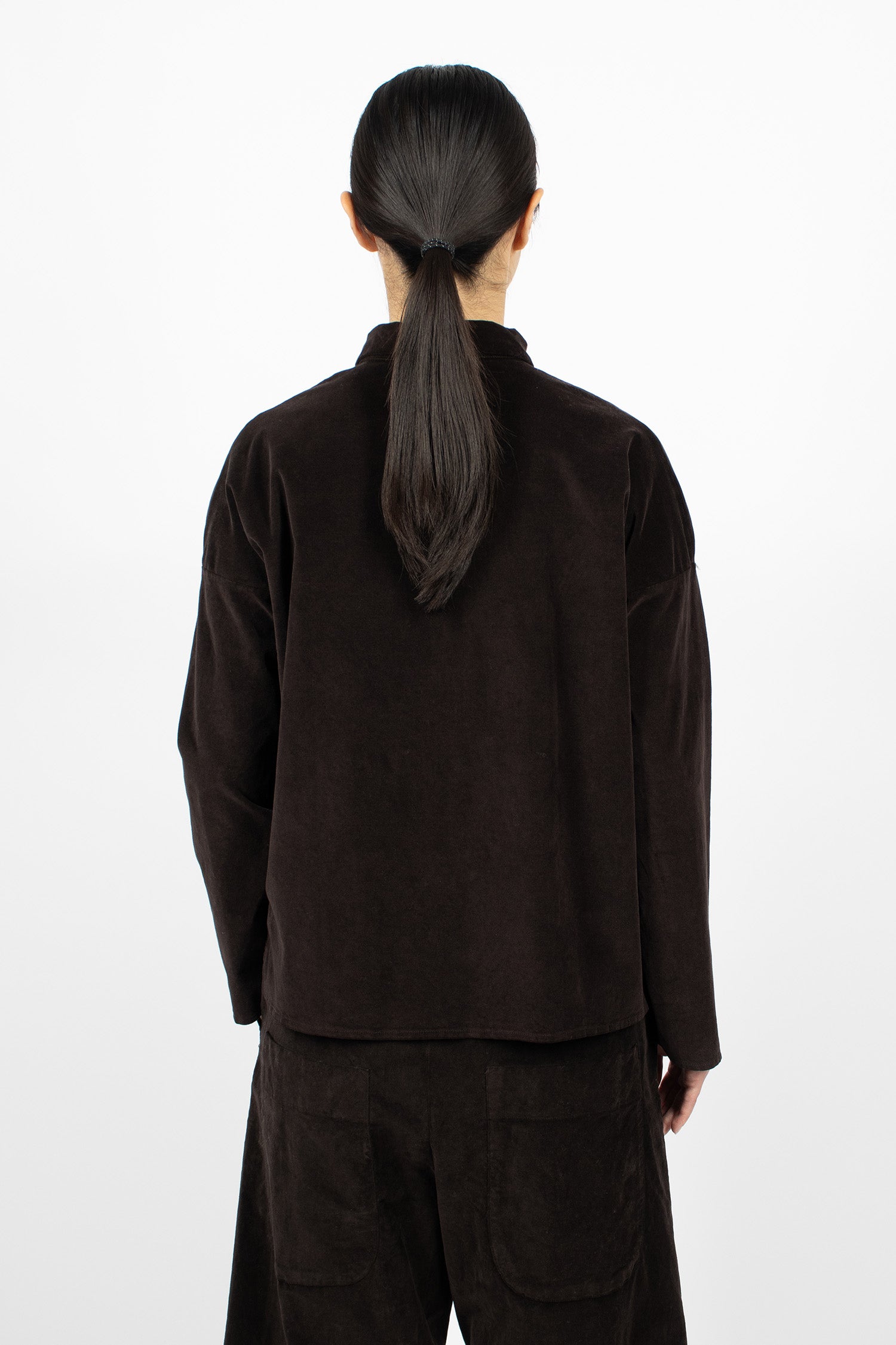 12_125 Velvet Short Collar Shirt Chocolate