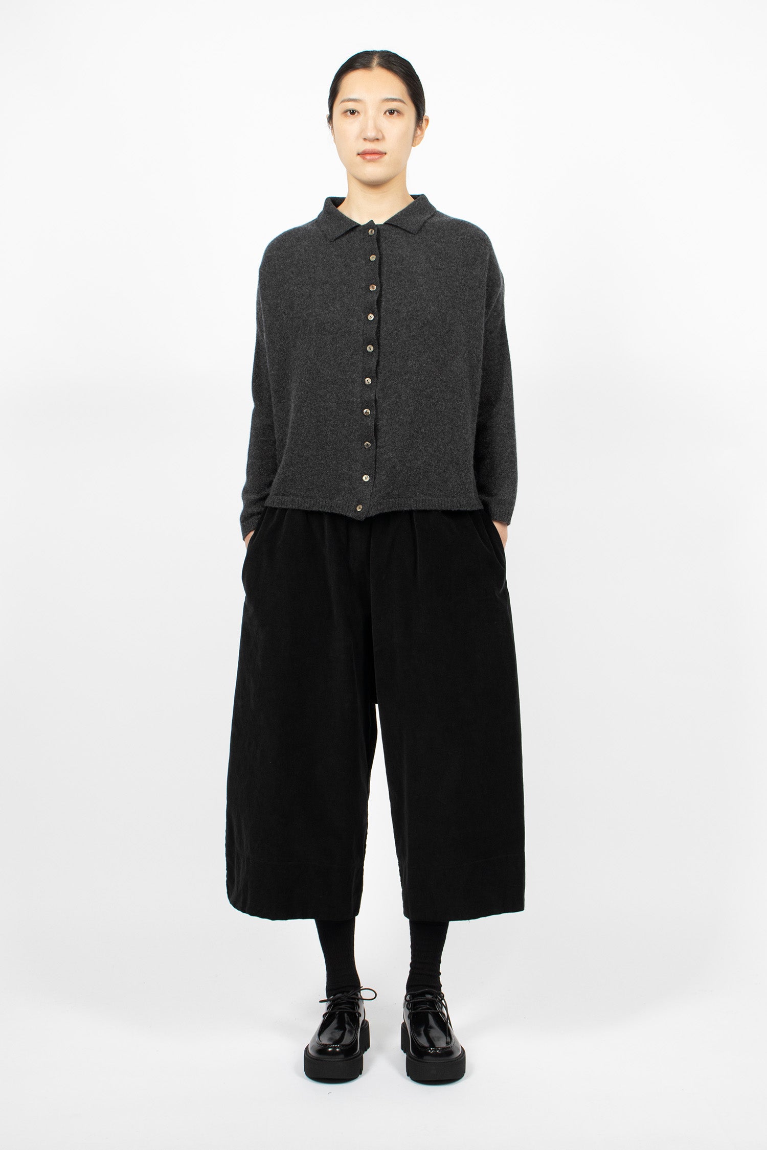 41_192 Cashmere Polo Aperta Almost Black