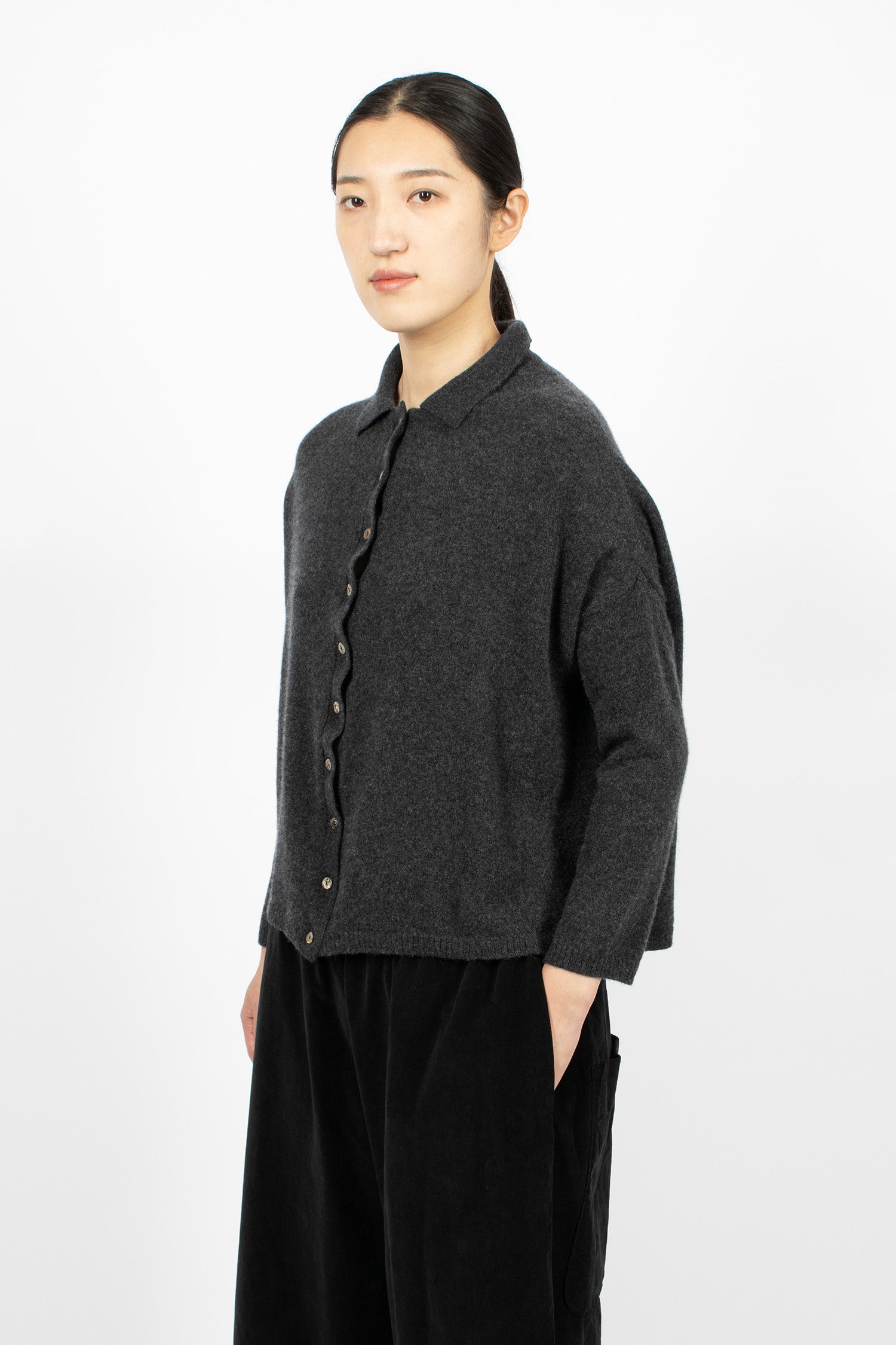 41_192 Cashmere Polo Aperta Almost Black