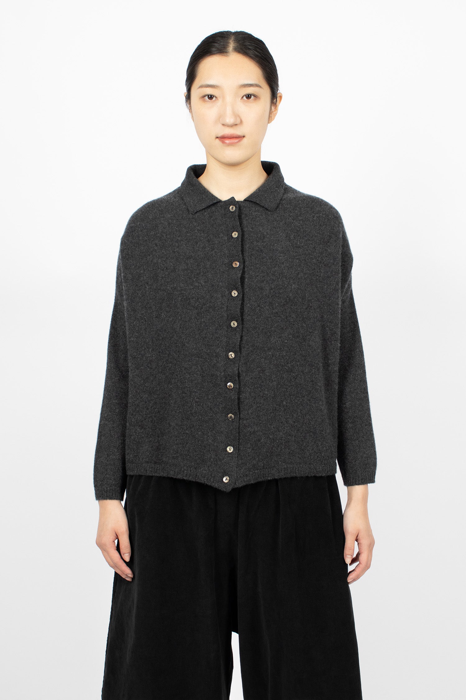 41_192 Cashmere Polo Aperta Almost Black