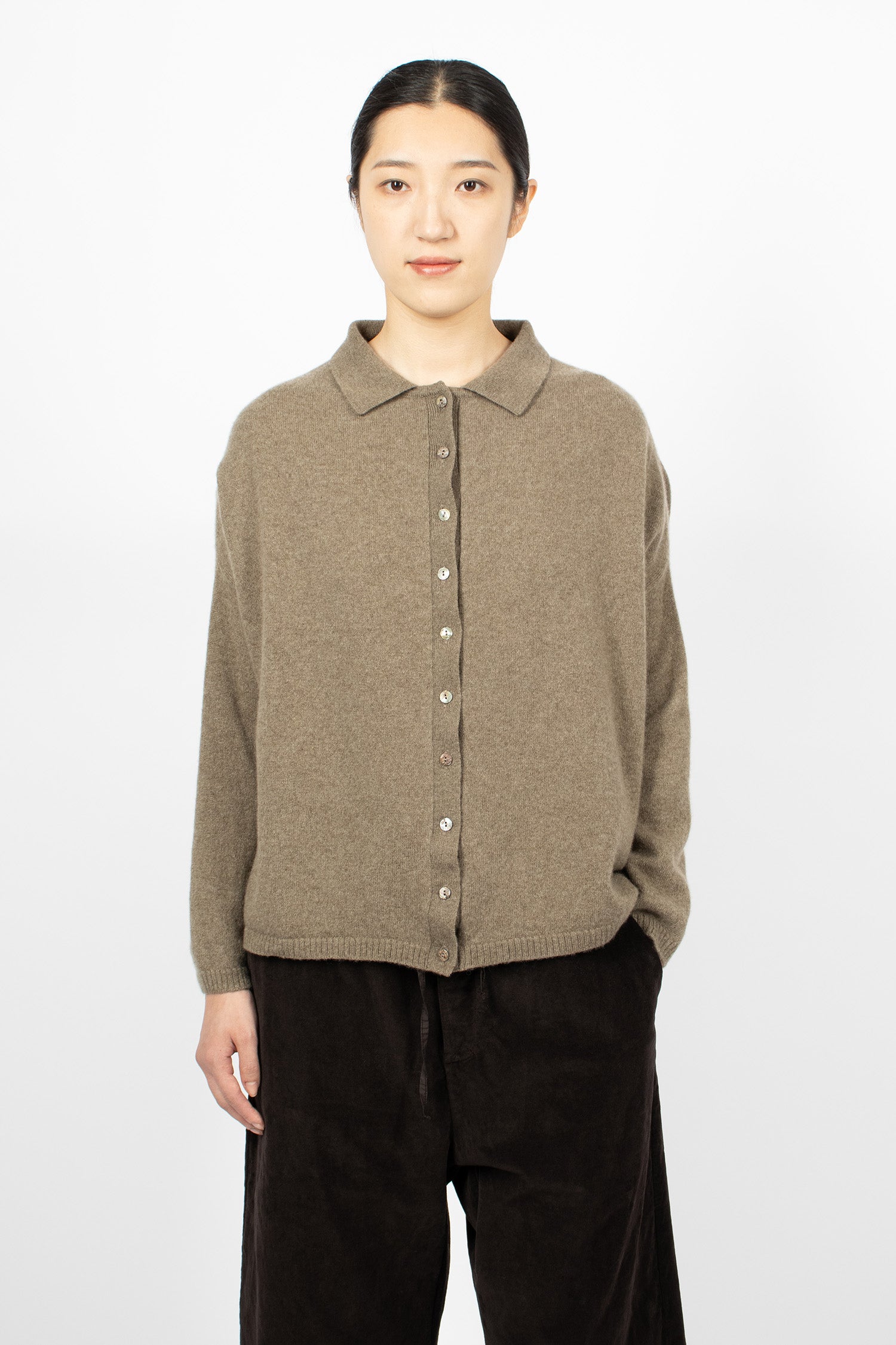 41_192 Cashmere Polo Aperta Marron Glace