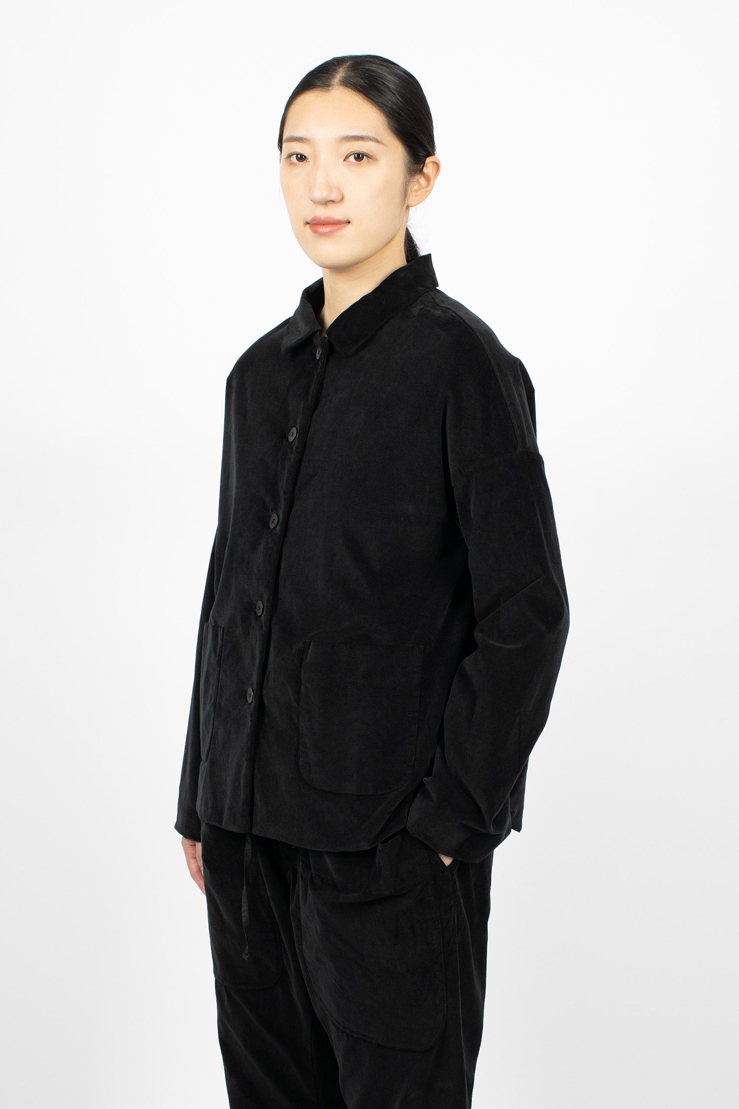 4279 Velvet Shirt Loose Blazer Black