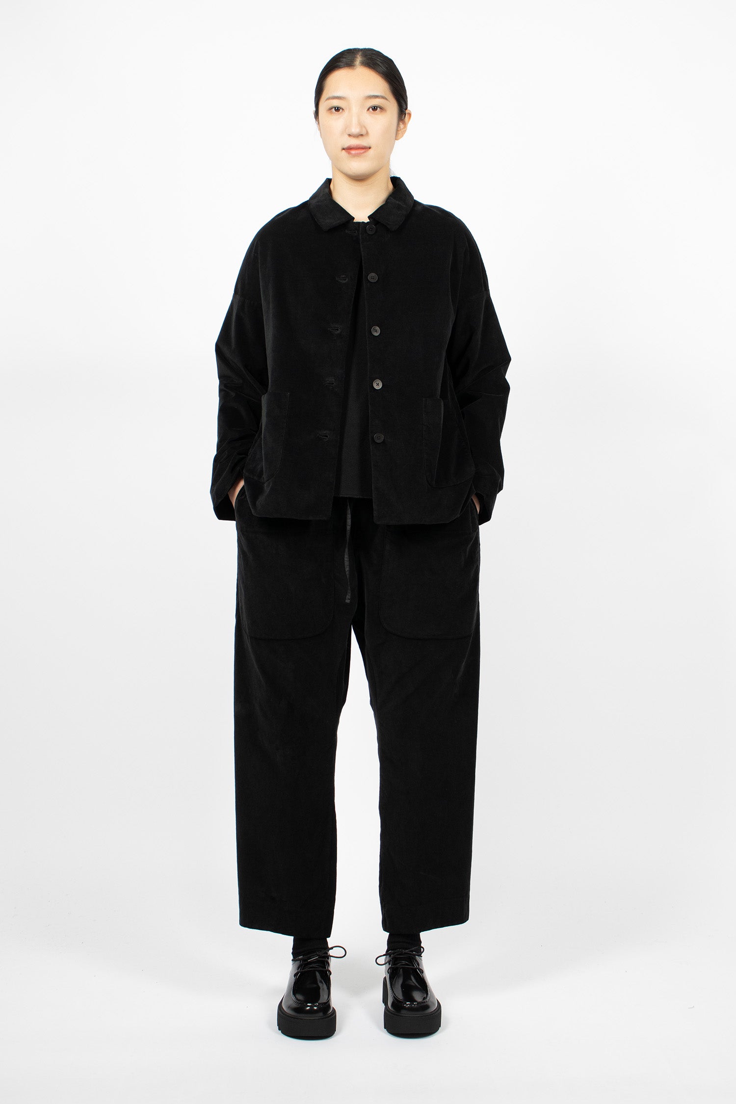 4279 Velvet Shirt Loose Blazer Black