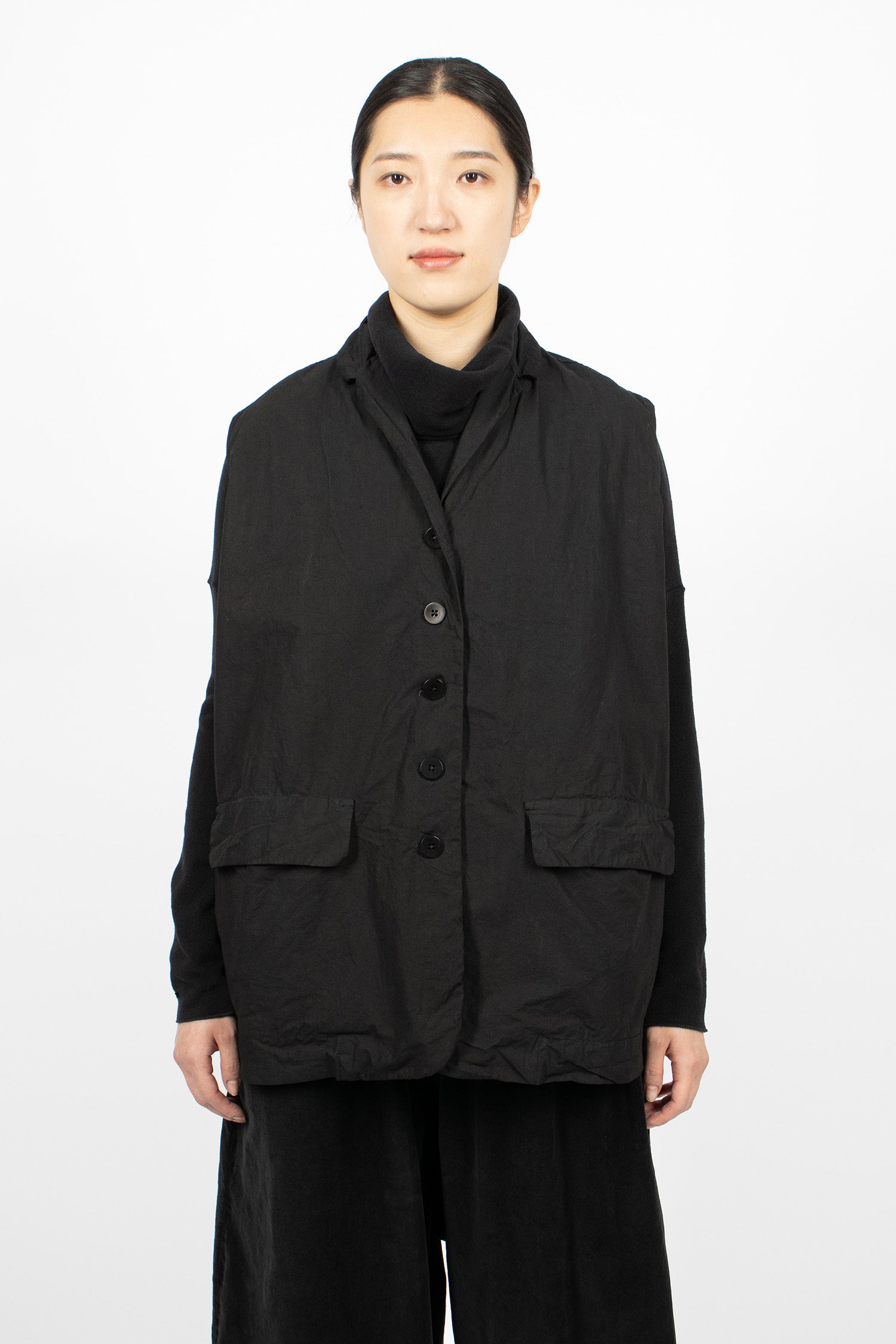 4429 Sleeveless Big Blazer CC Black