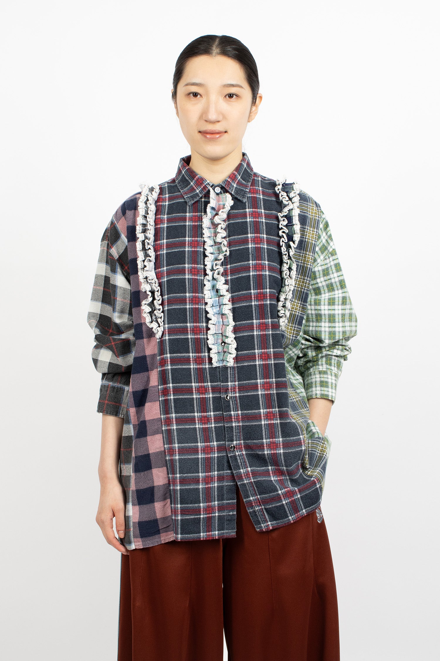 Rebuild 5 Cut Frill Flannel Shirt Assorted 1