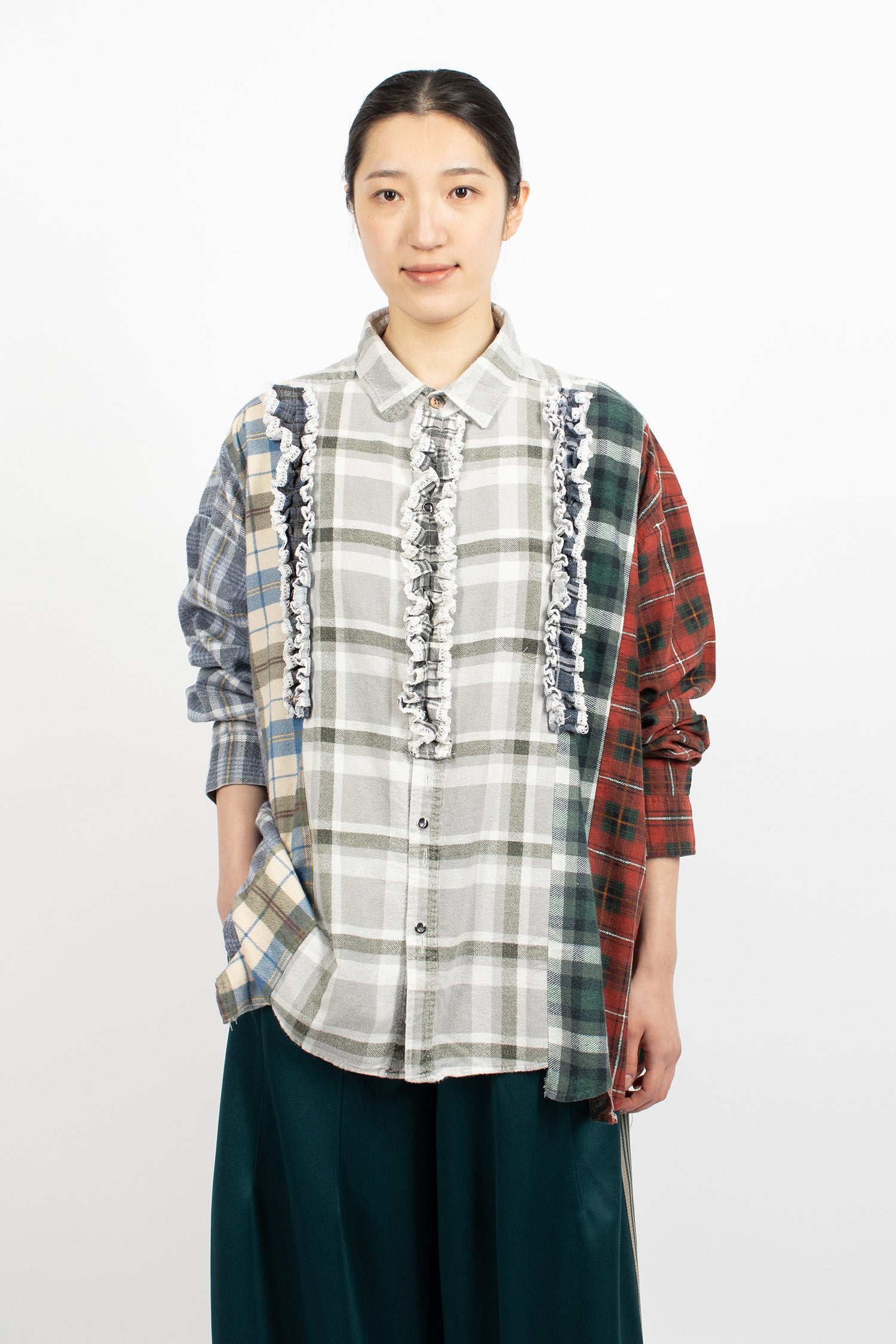 Rebuild 5 Cut Frill Flannel Shirt Assorted 3