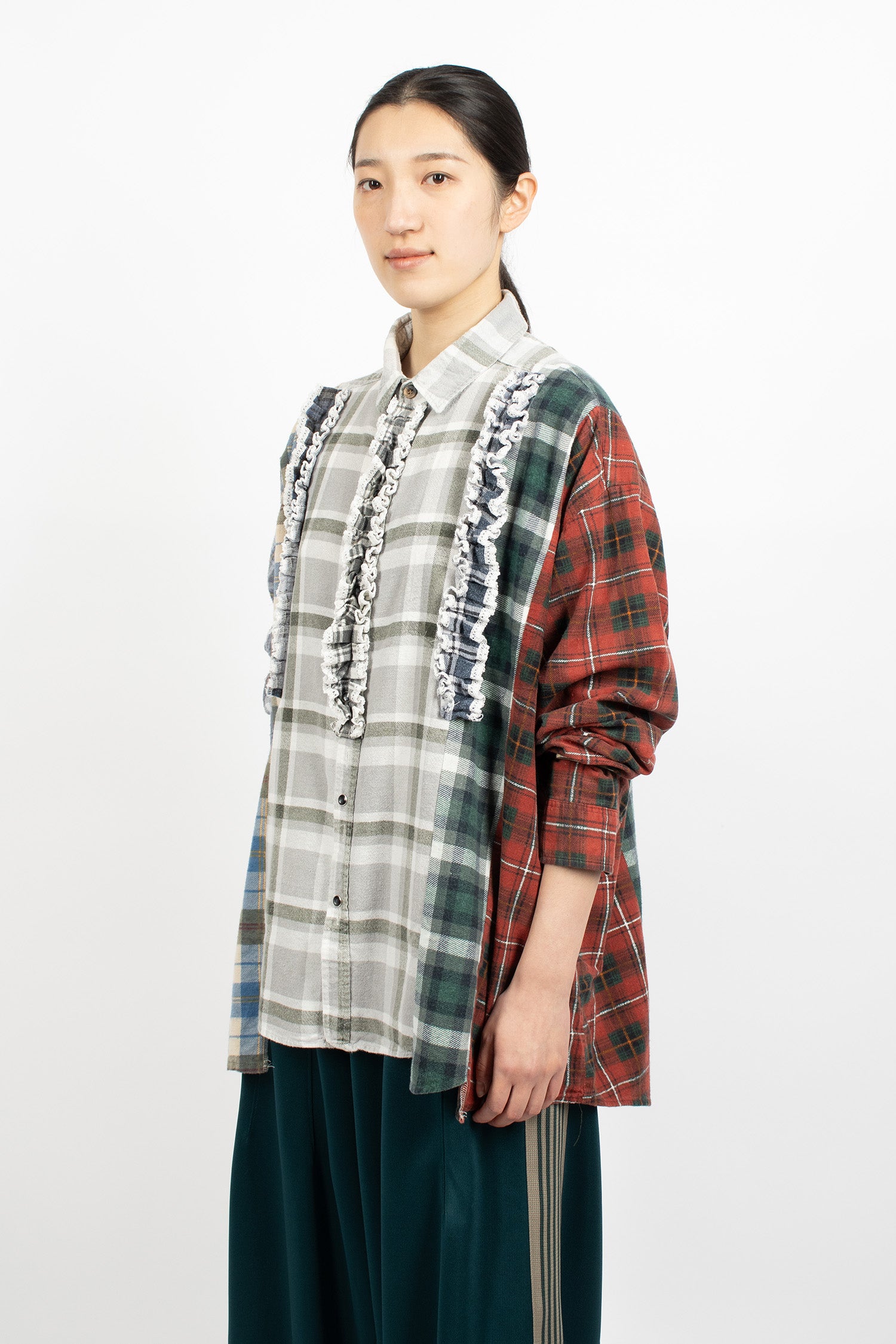 Rebuild 5 Cut Frill Flannel Shirt Assorted 3