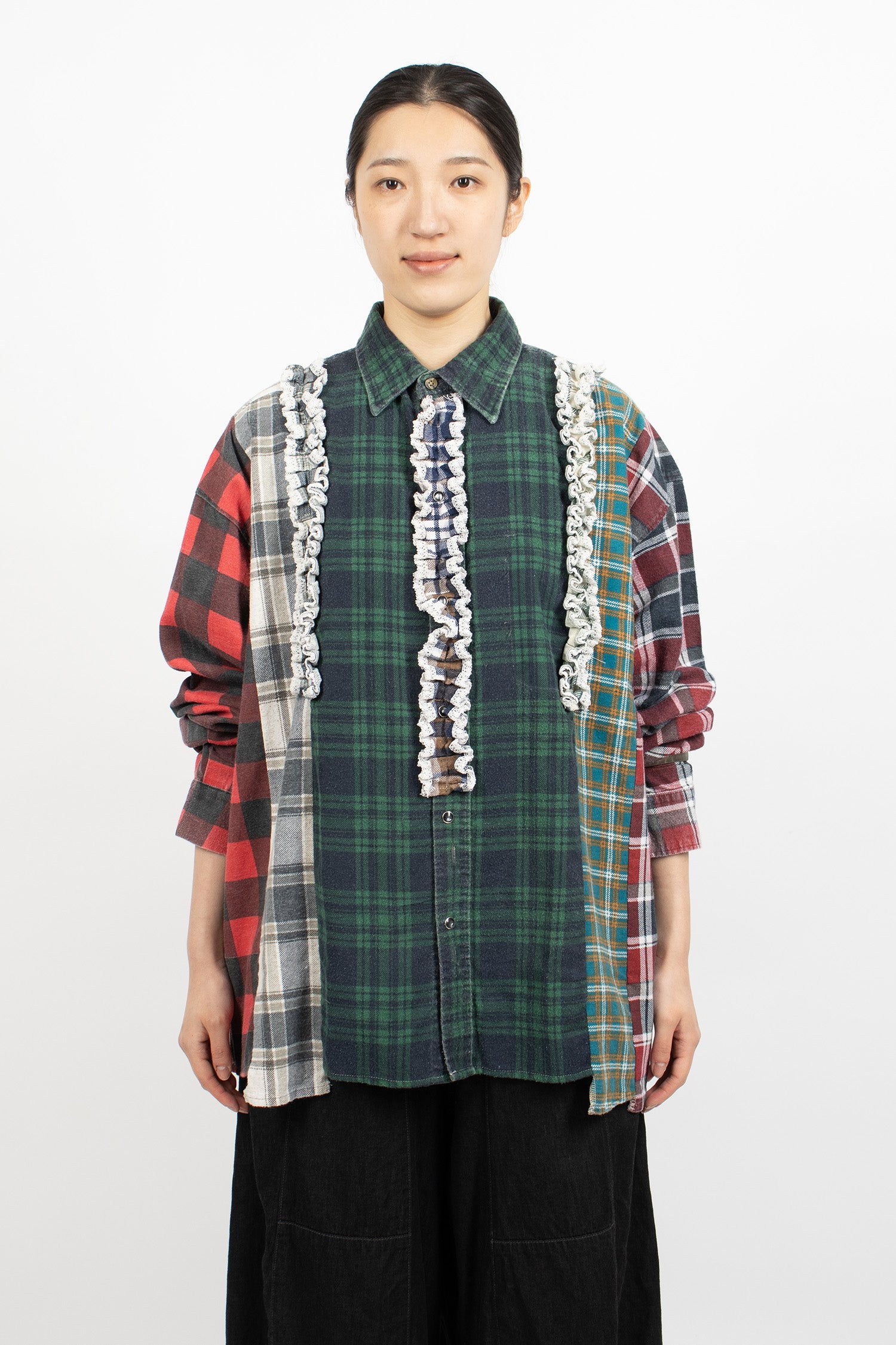 Rebuild 5 Cut Frill Flannel Shirt Assorted 4