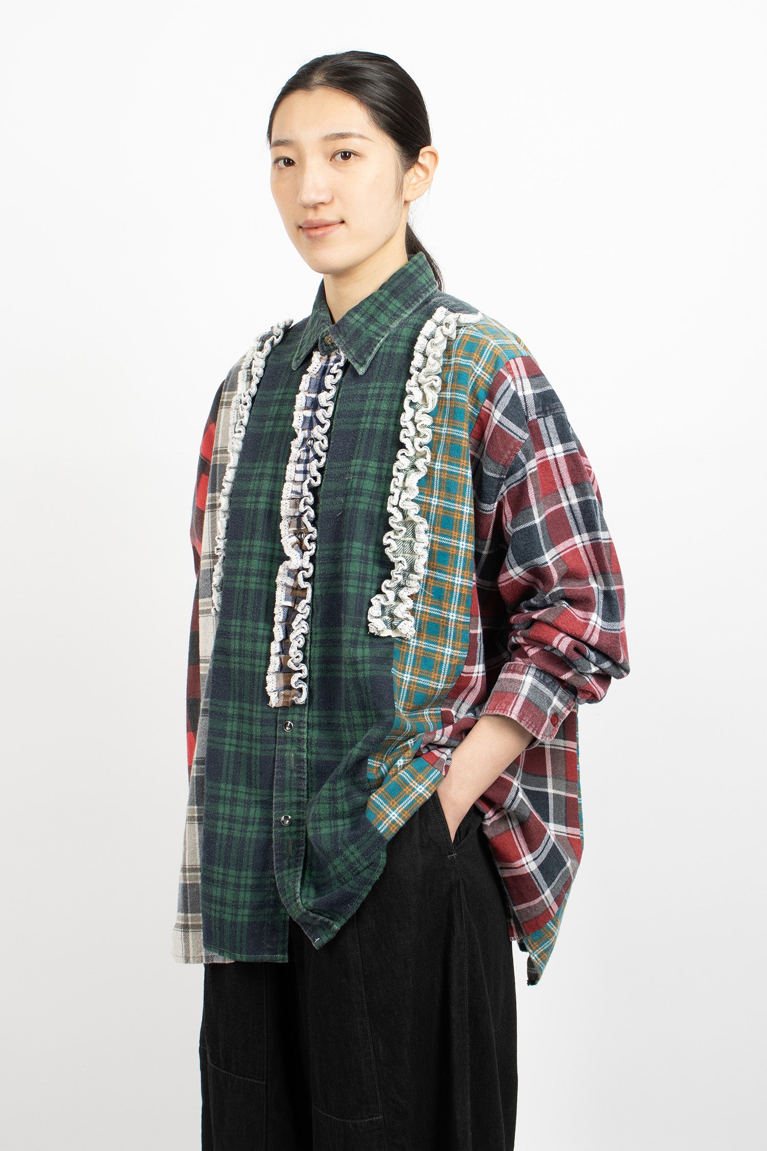 Rebuild 5 Cut Frill Flannel Shirt Assorted 4
