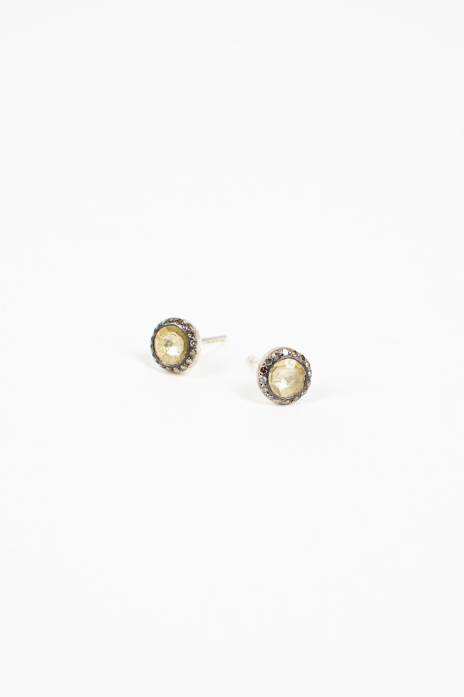 Belquis Stud Earrings Lemon Quartz/Cognac Diamond
