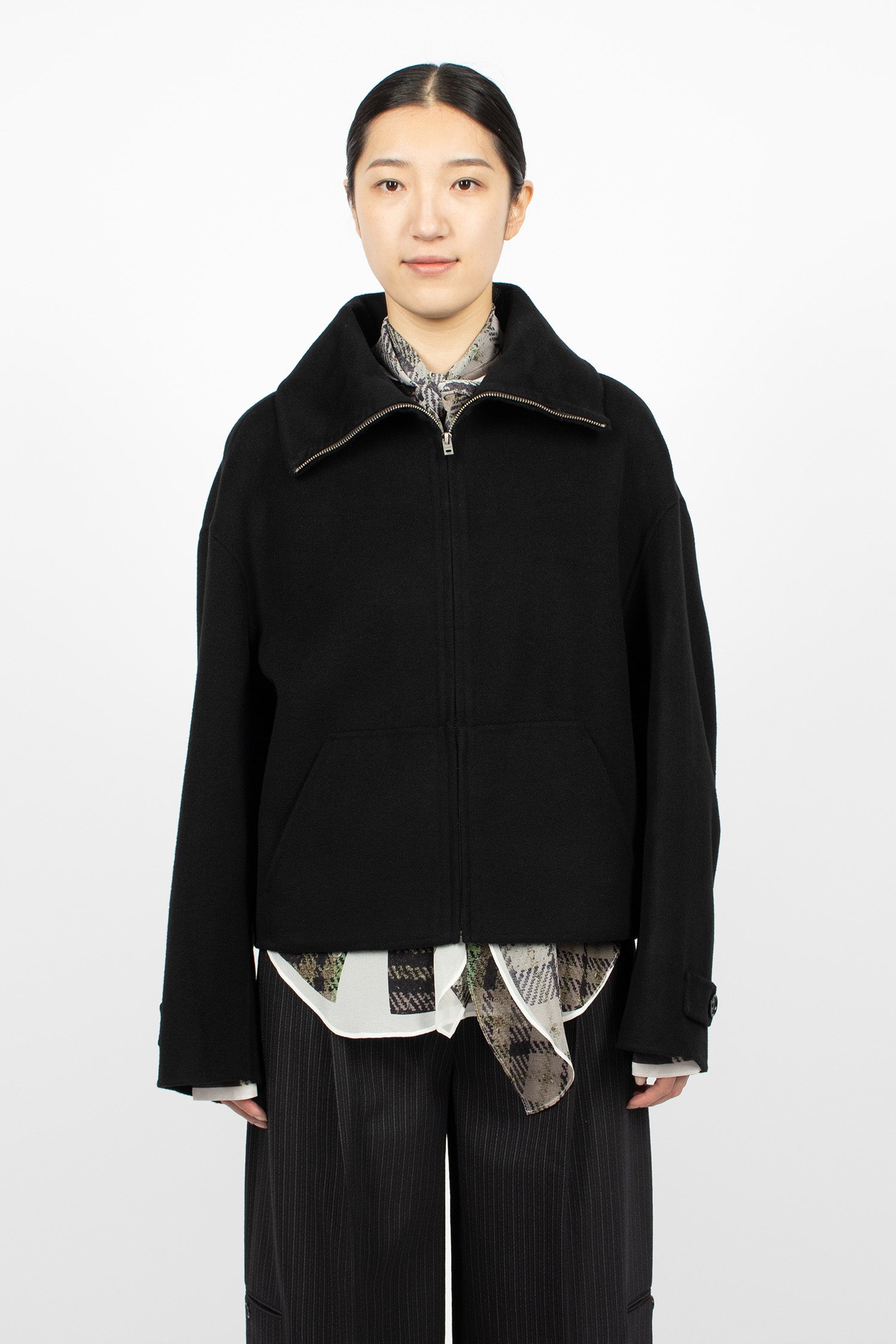 Wool Zip Jacket Black