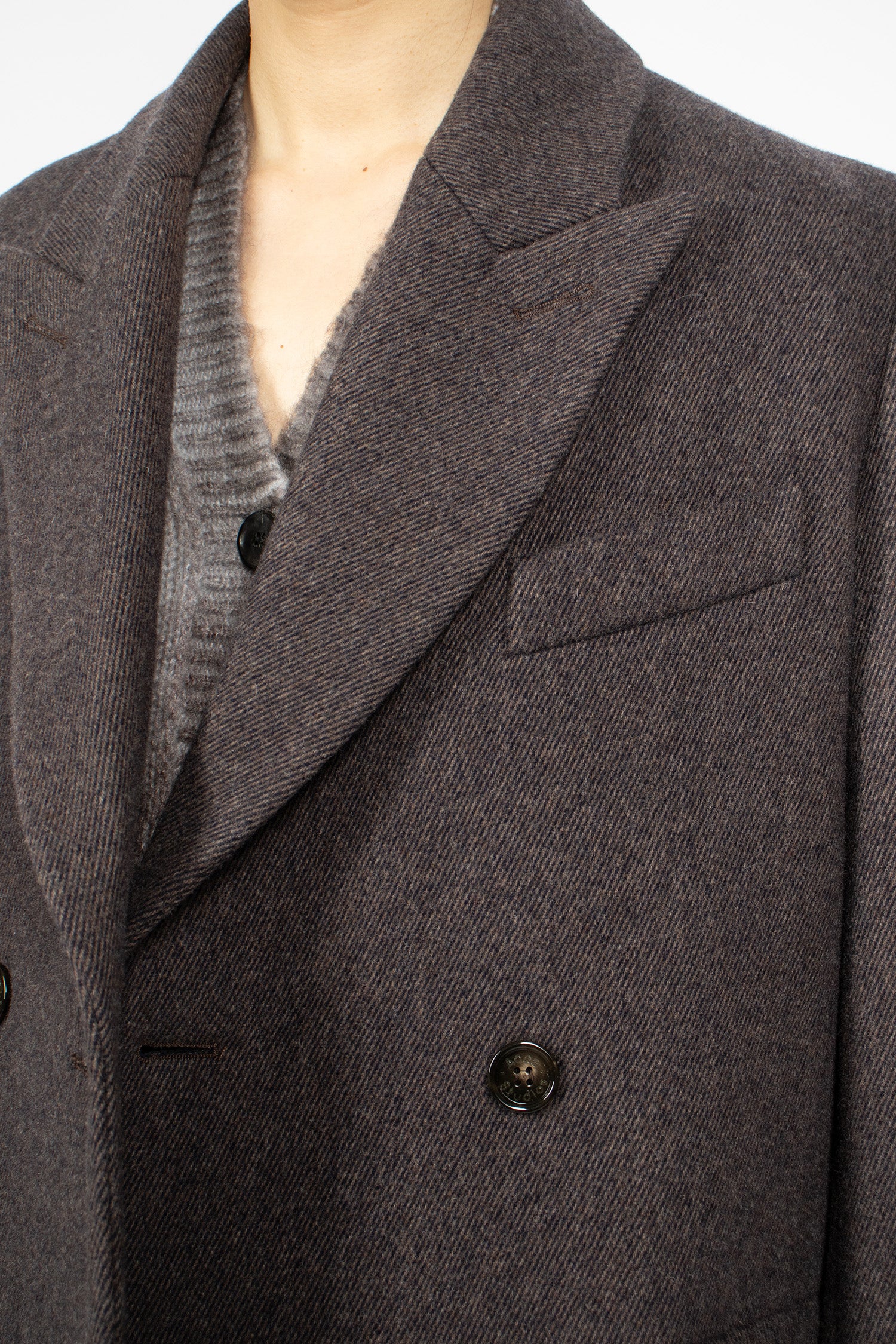 Double Breasted Jacket Brown Melange