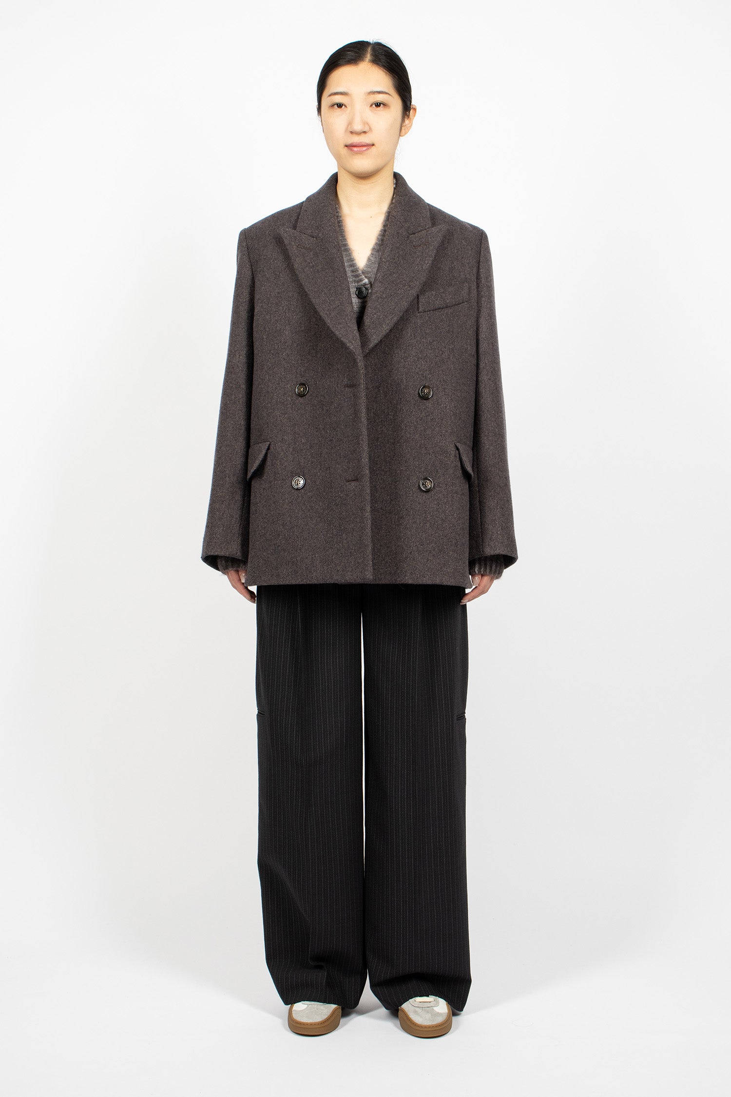 Double Breasted Jacket Brown Melange