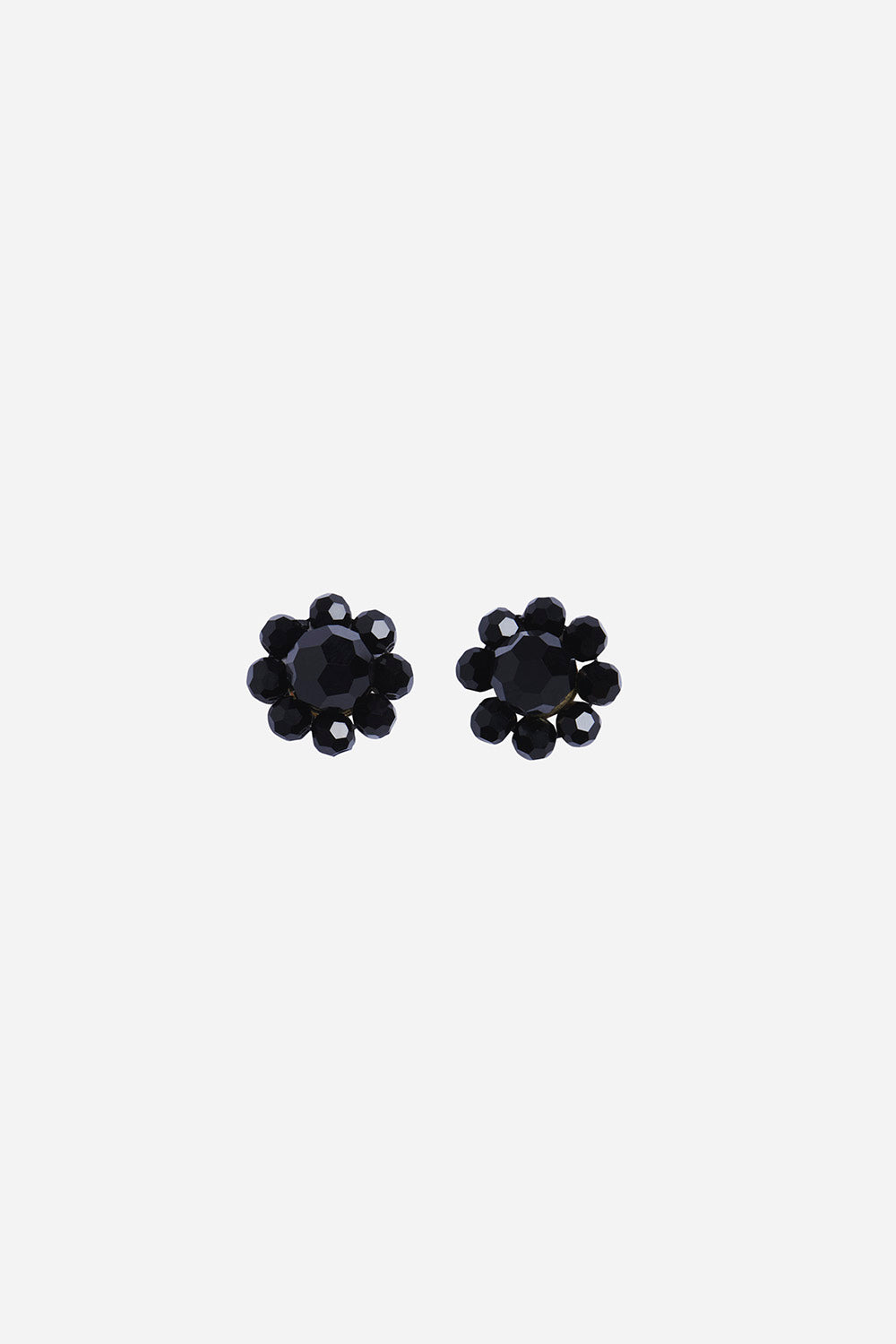 Mini Daisy Stud Earrings Black Crystal