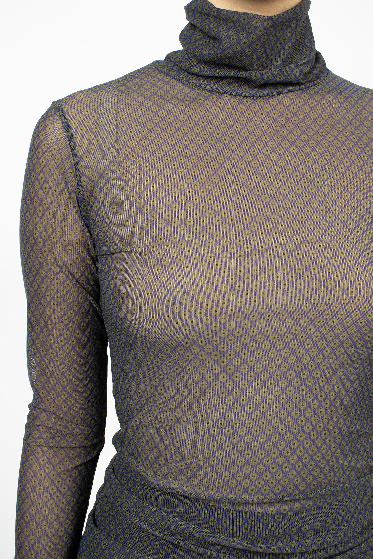 Printed Turtleneck Tee Navy