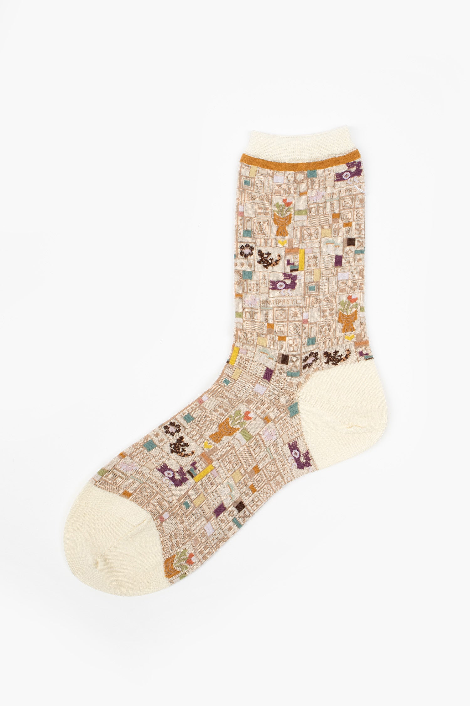 AM-803 Mosaic Tiles Socks Ivory