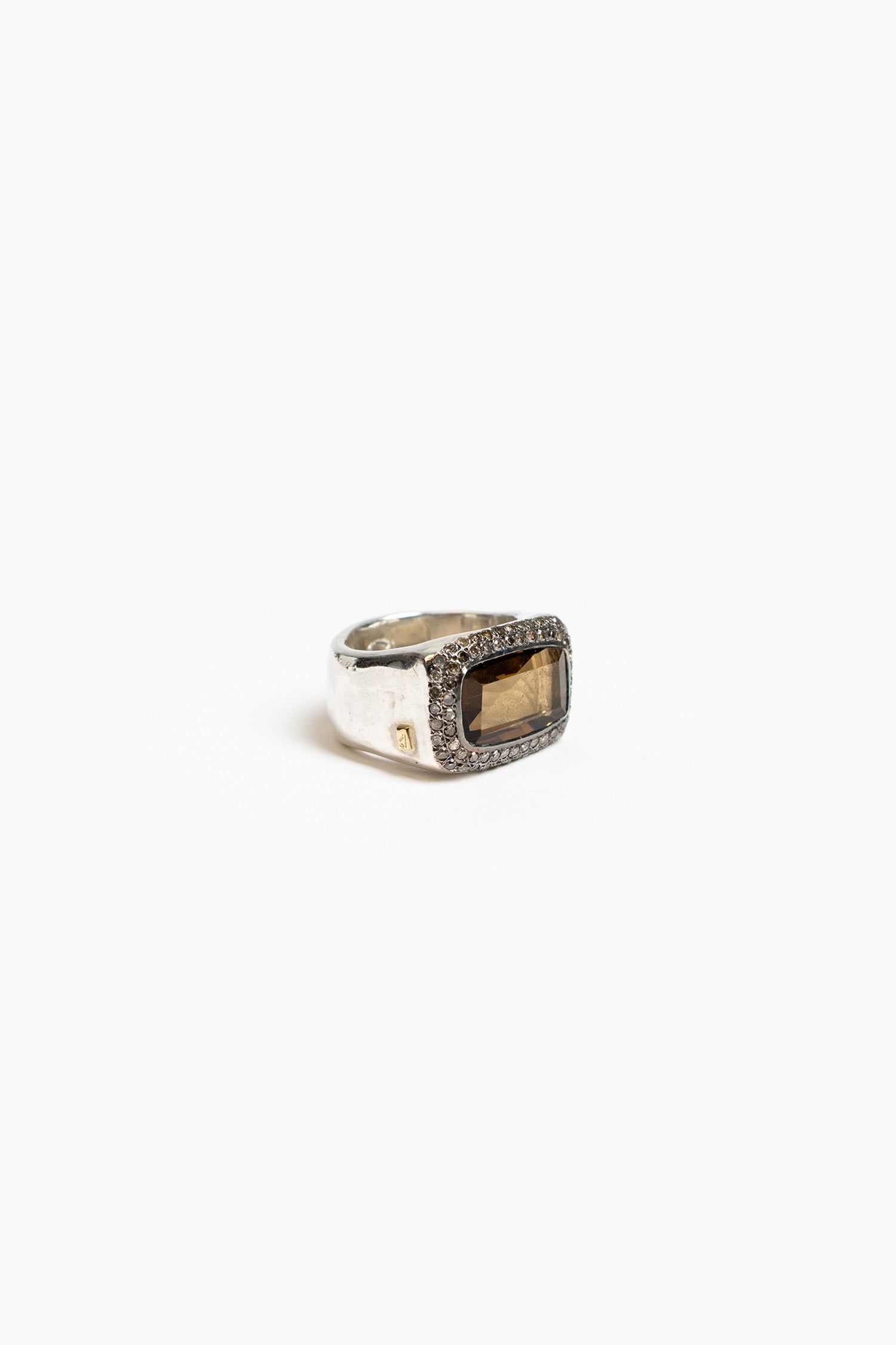 Nasila Silver Ring Honey Quartz/Cognac Diamond