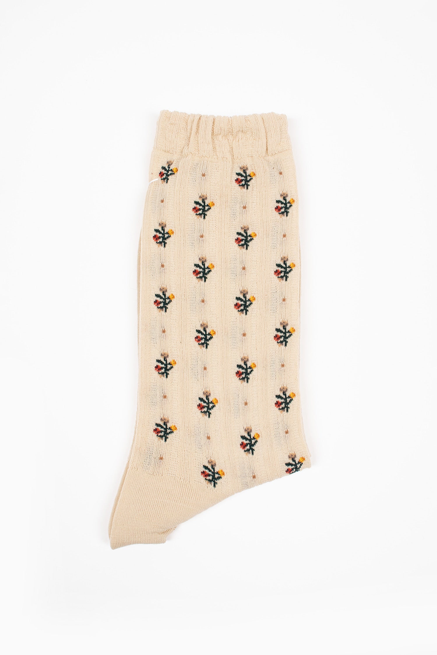KT-176S Flower Stripe Socks Beige