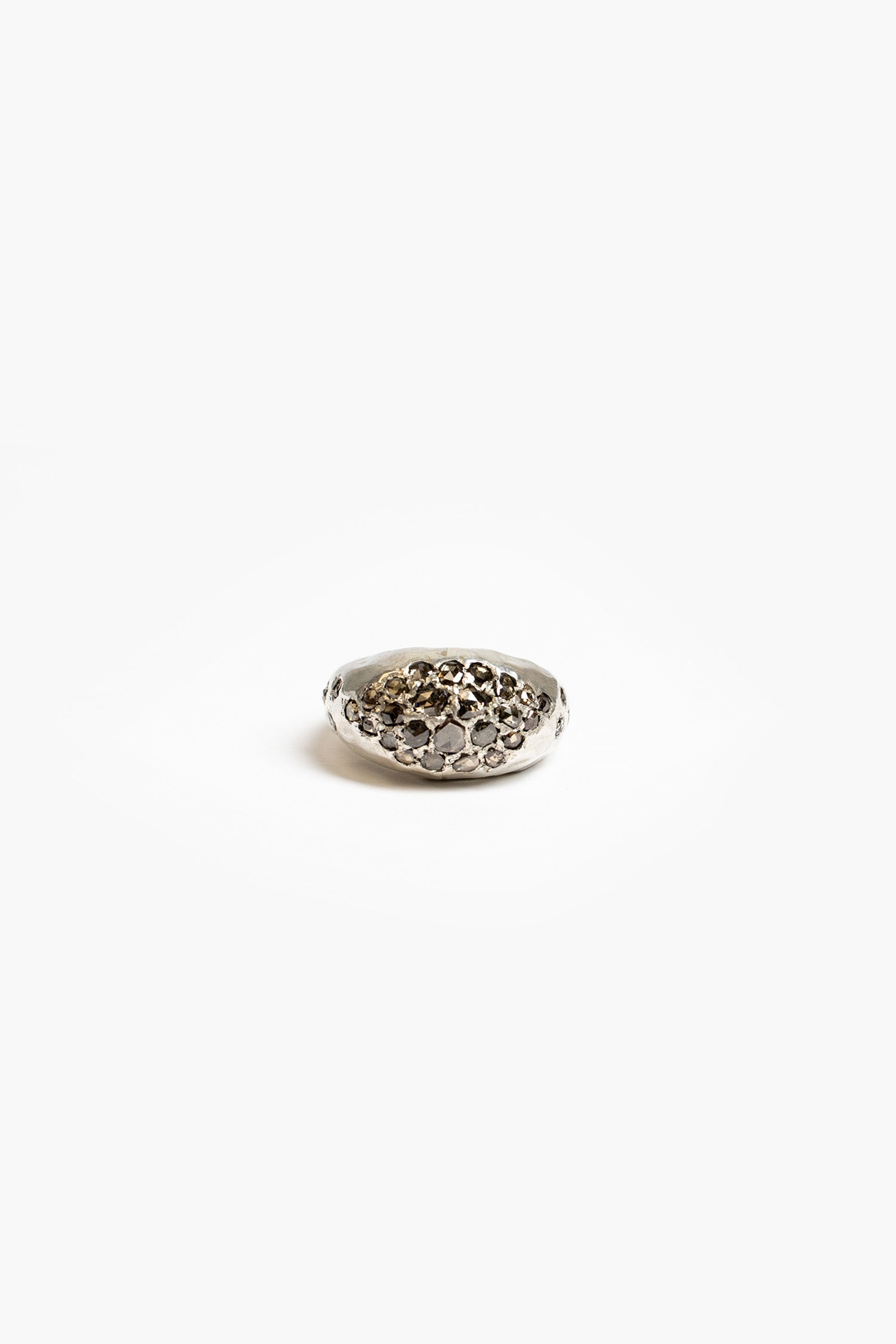 Brenny Chunky Silver Ring Brown Diamond