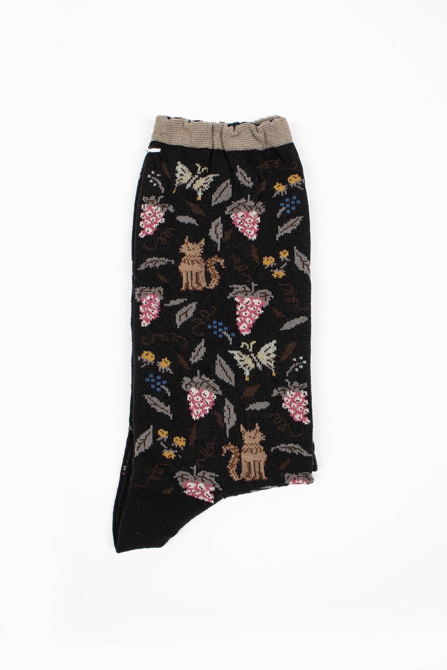 AS-229 Garden Cat Socks Black