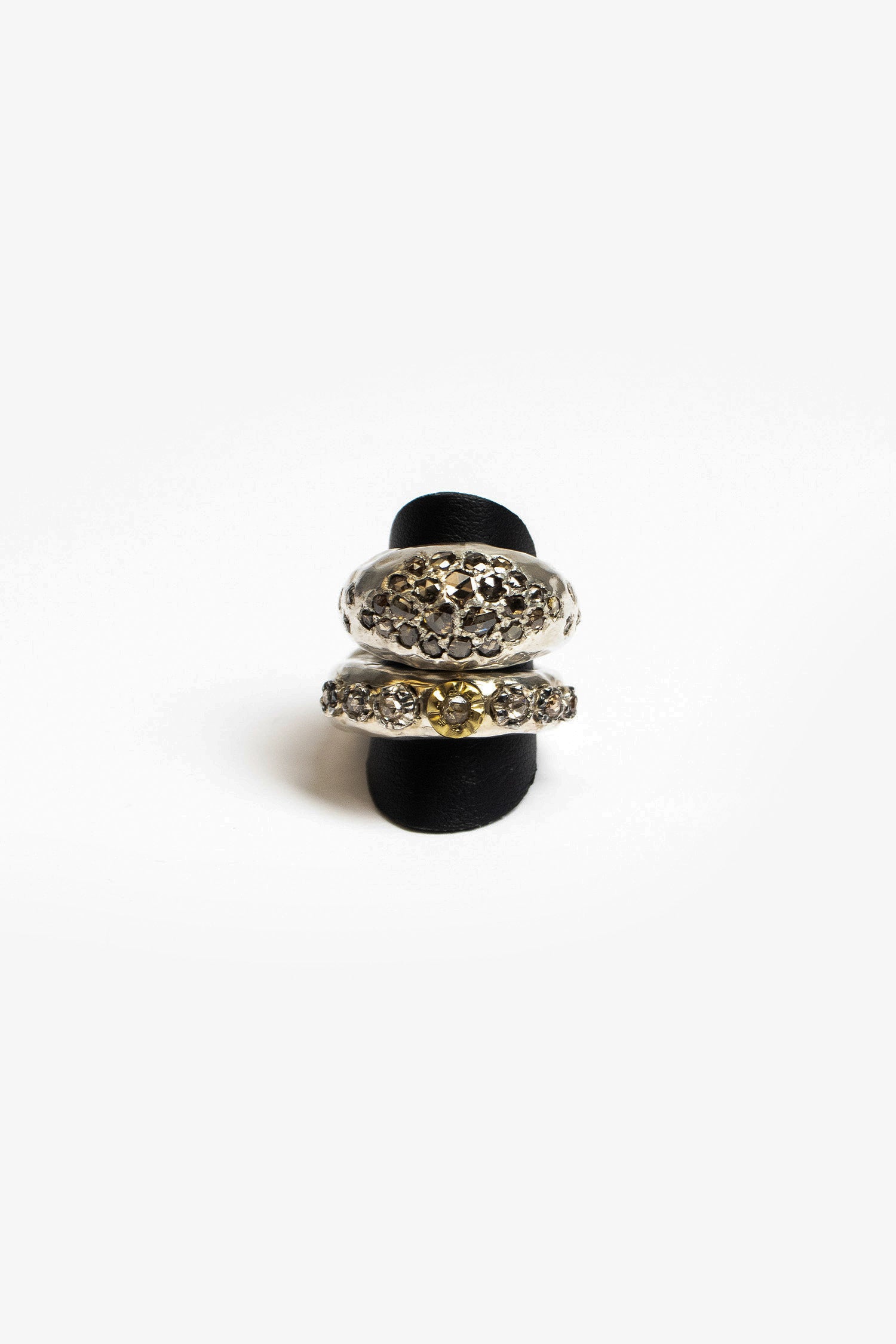 Brenny Chunky Silver Ring Brown Diamond