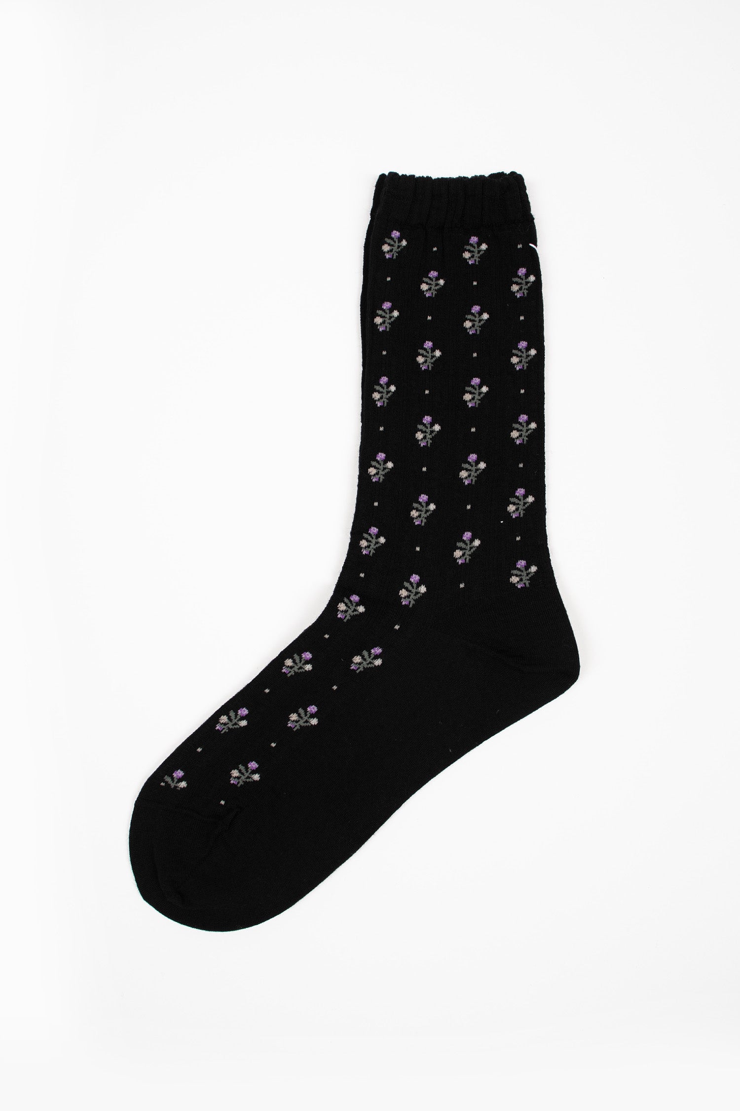 KT-176S Flower Stripe Socks Black