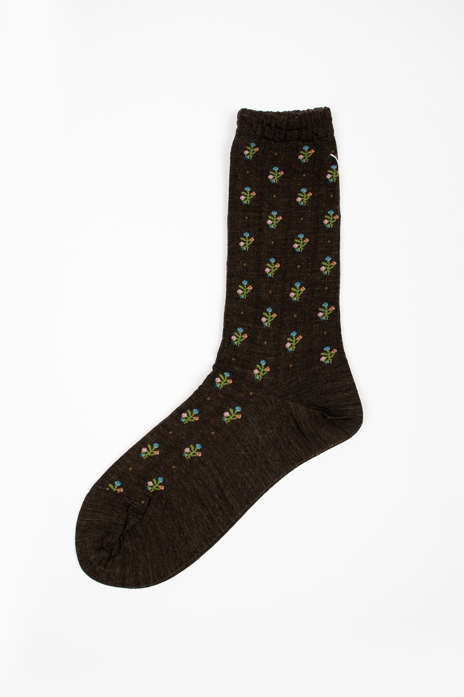 KT-176S Flower Stripe Socks Brown