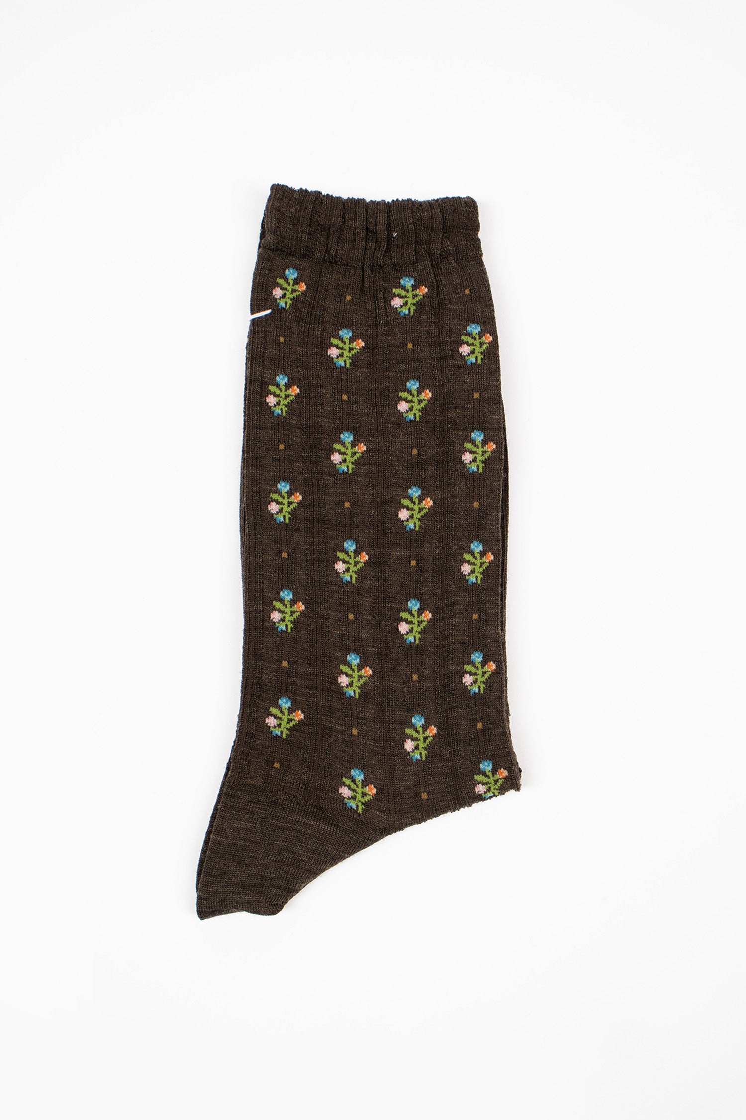 KT-176S Flower Stripe Socks Brown