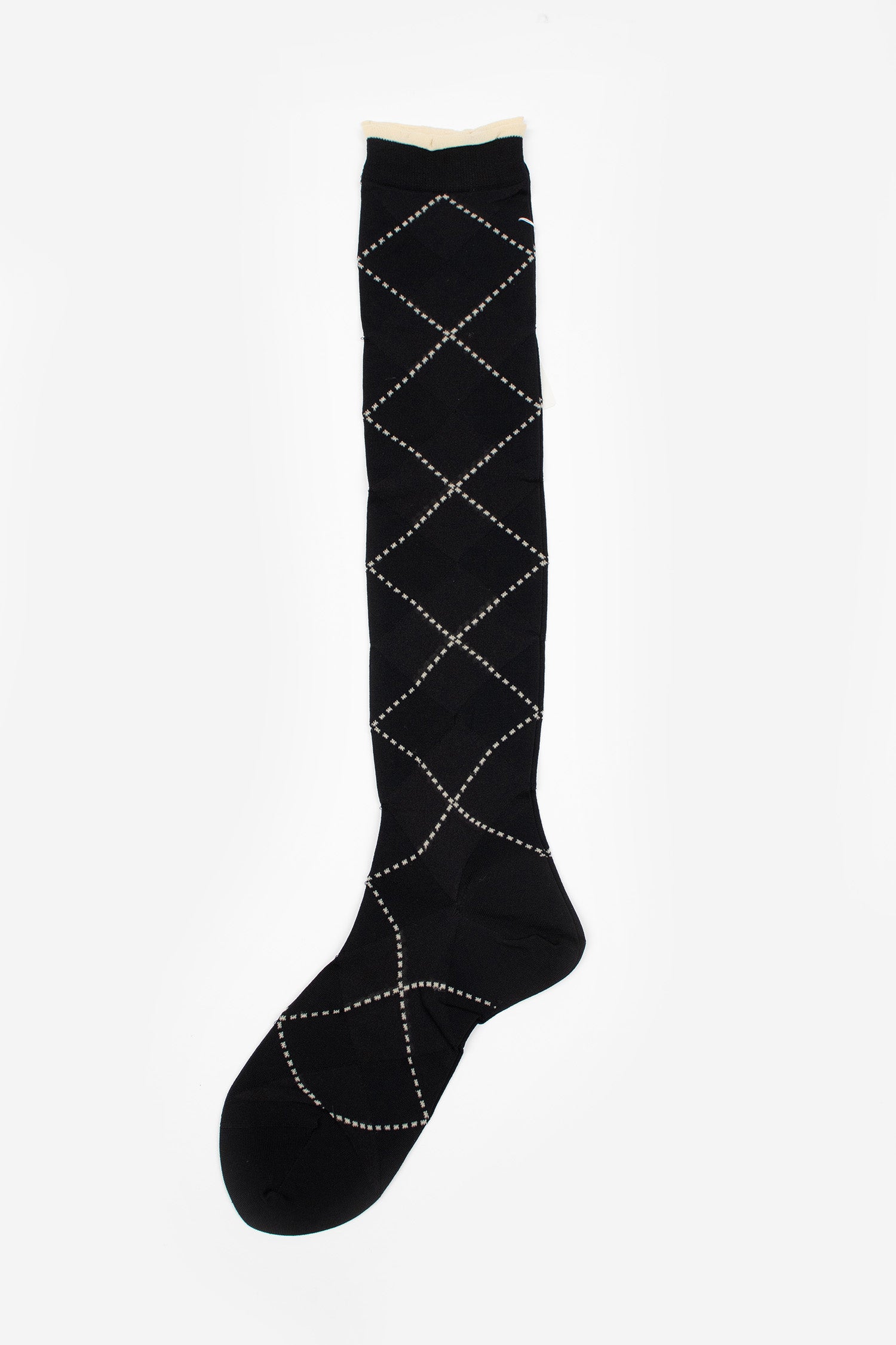 AM-15BHS See-Through Argyle Knee Socks Black