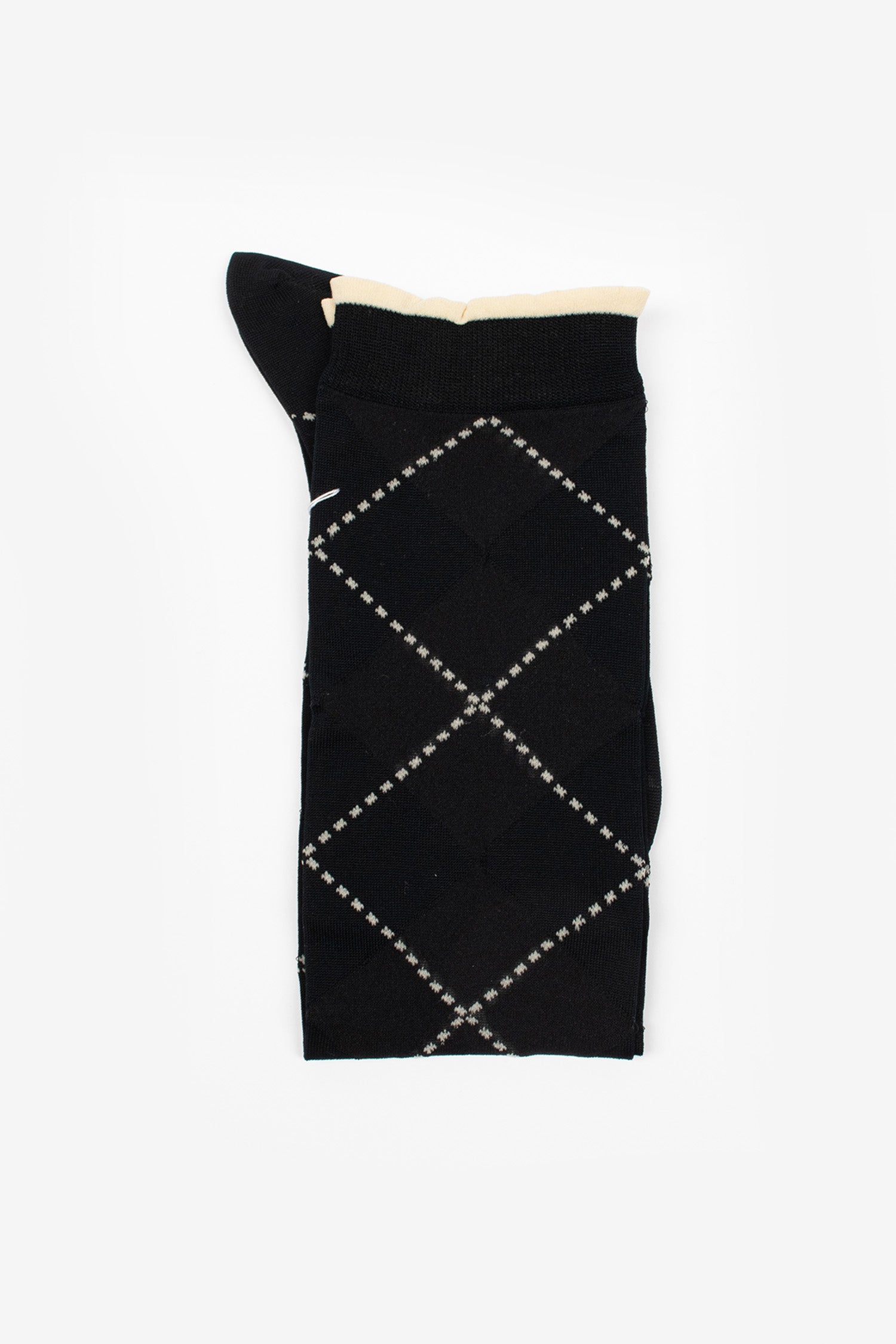 AM-15BHS See-Through Argyle Knee Socks Black