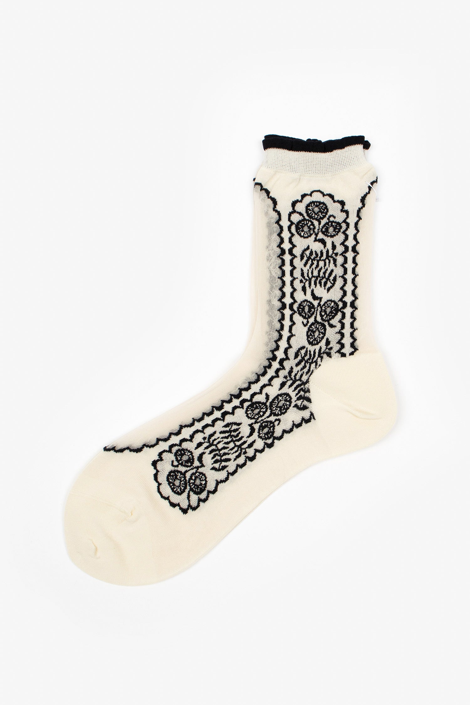 AM-817 See-Through Flower Socks Ivory