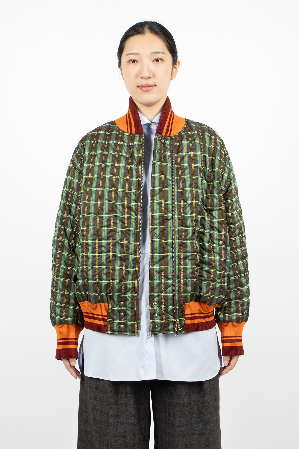 Padded Check Bomber Khaki