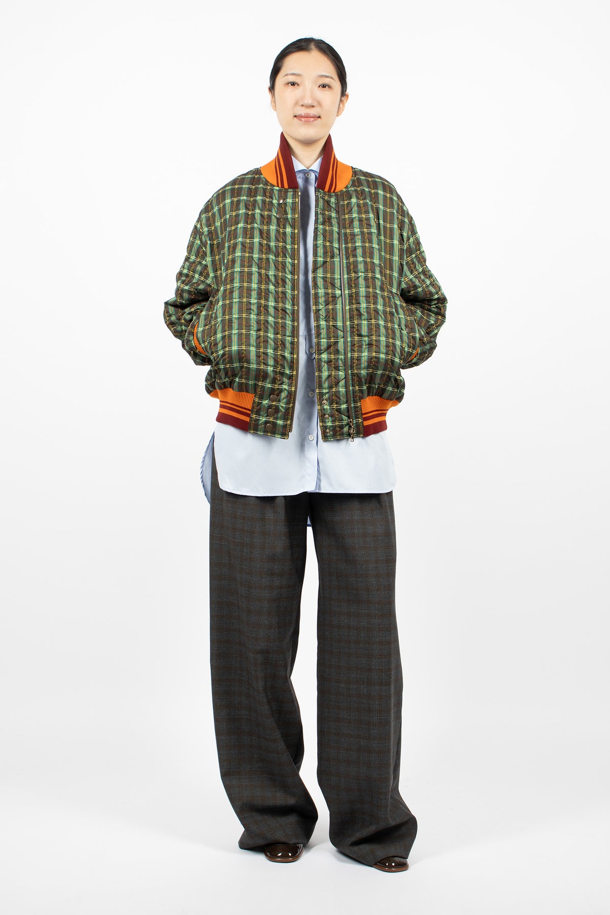 Padded Check Bomber Khaki