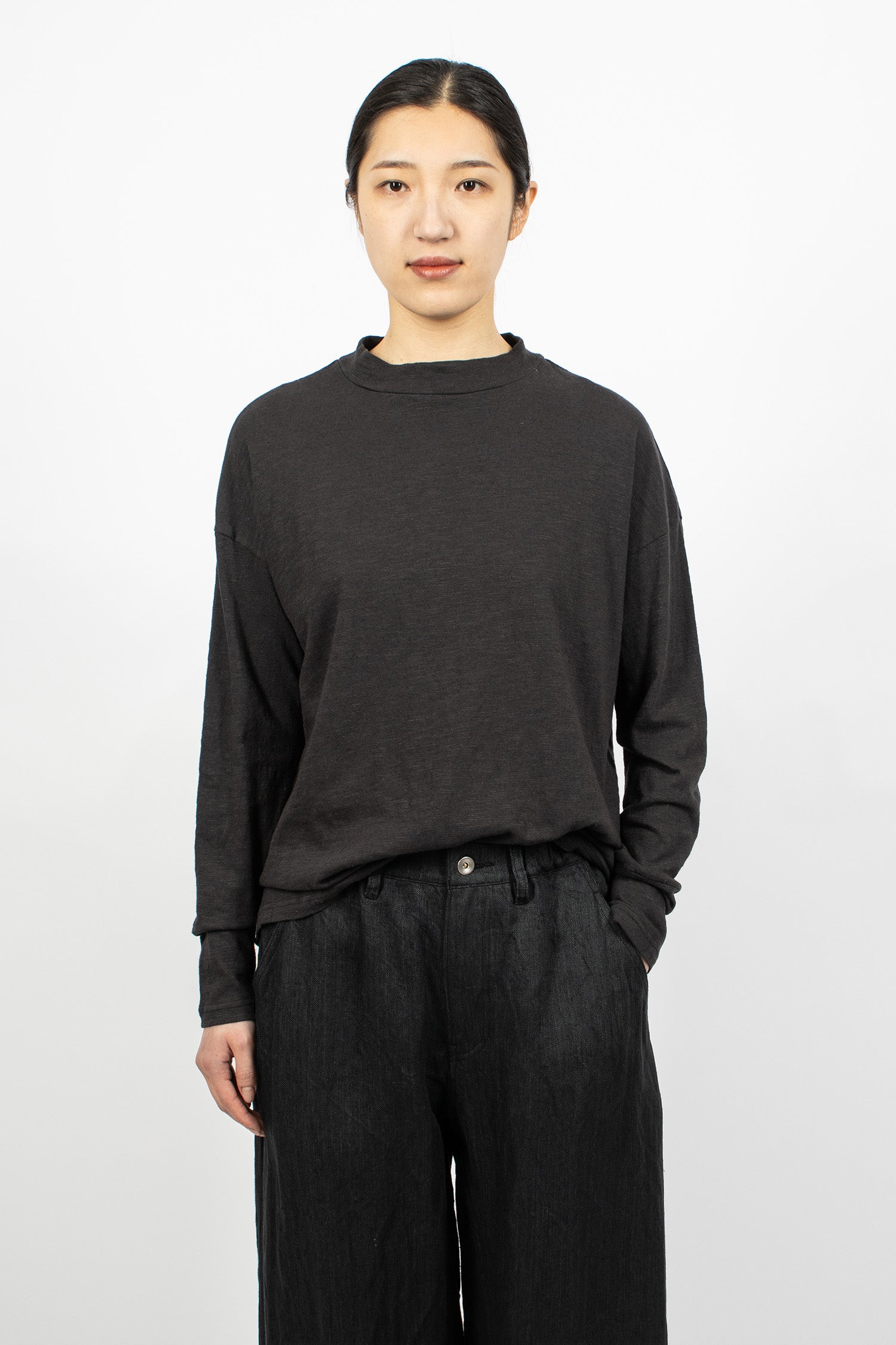 Plain Stitch Box Pullover Dark Charcoal