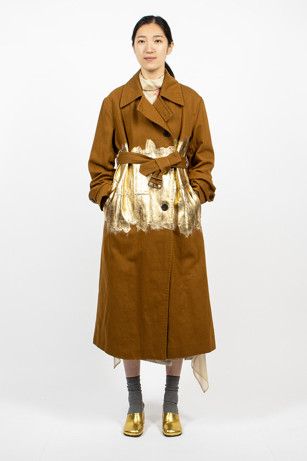 Foil Painted Trenchcoat Umber