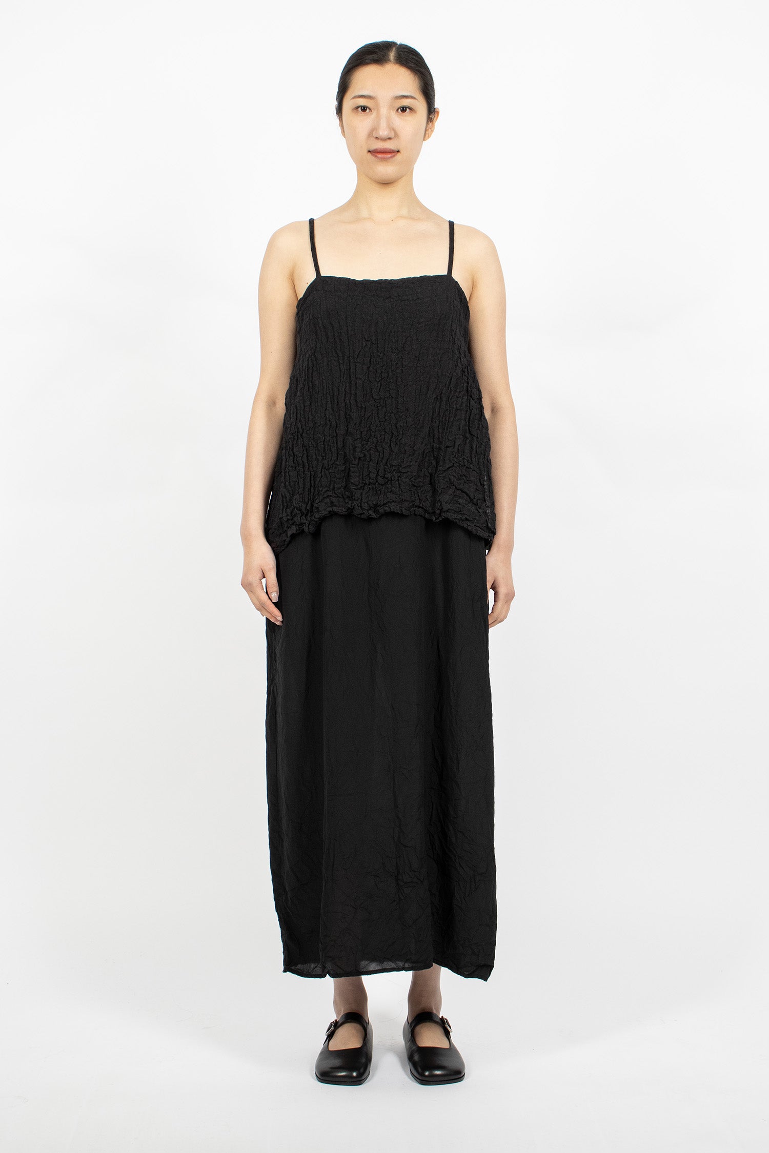 Reversible Double-Layered Slip Dress Black